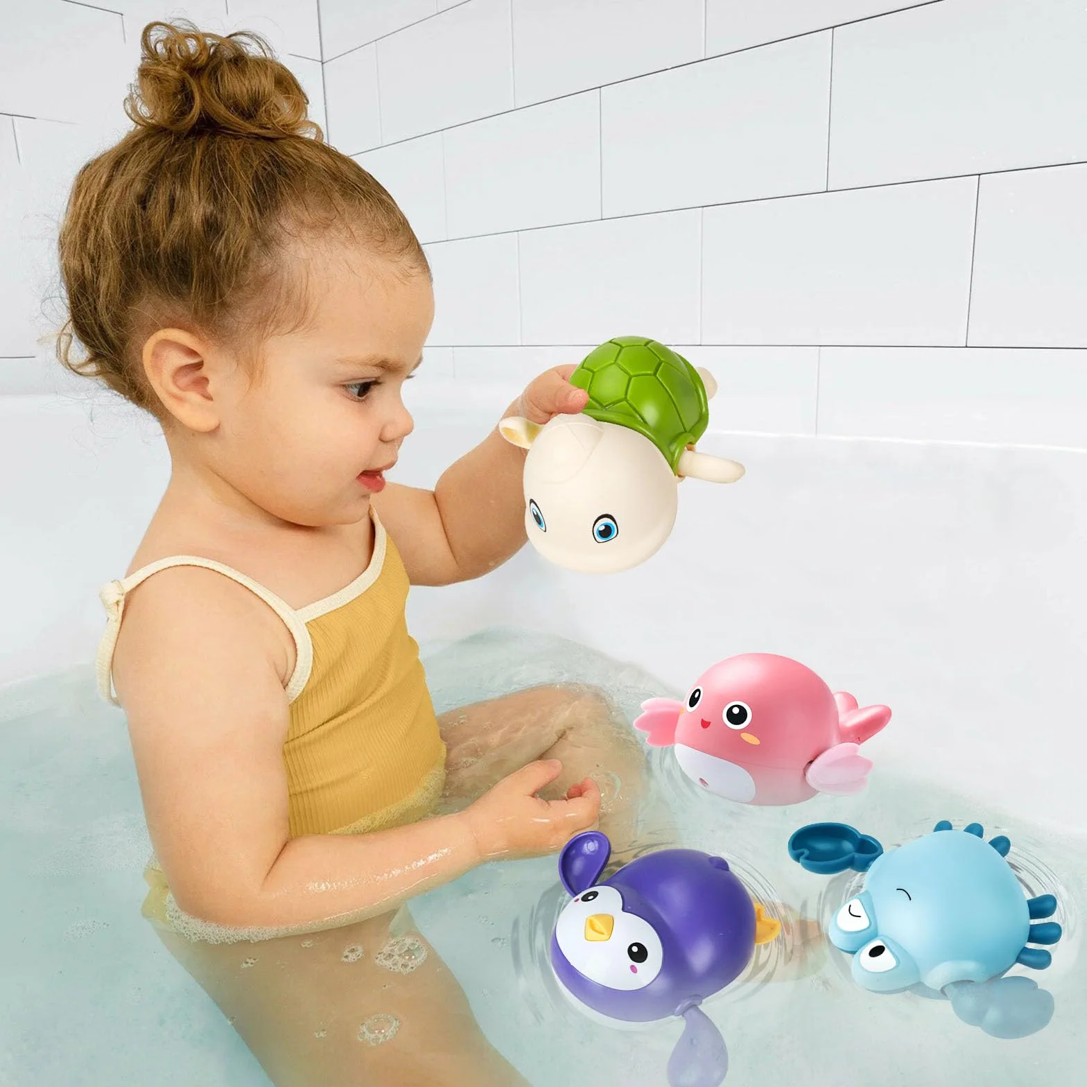 4 Pezzi Giochi Bagnetto Neonato, Animali Giocattolo per Bambino, Bagno per Bambini Giocattoli, Adatto da 1 a 4 Anni, Bambini Giochi da Bagnetto, Giochi da Bagno Galleggianti