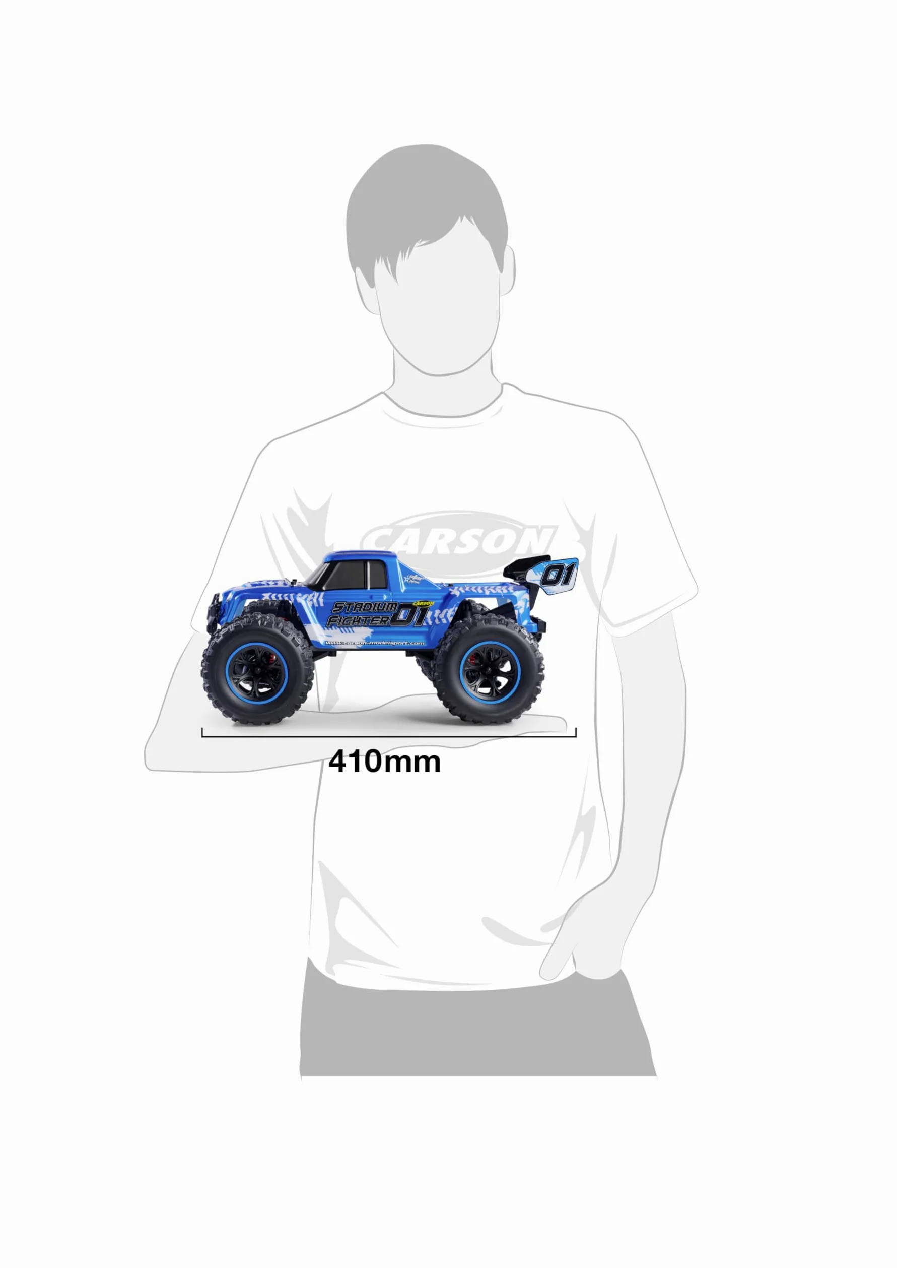 Carson 500404252 Stadium Fighter XS 1:10 100% RTR blu - Auto telecomandata, Buggy RC, incluse batterie e telecomando, Buggy fuoristrada