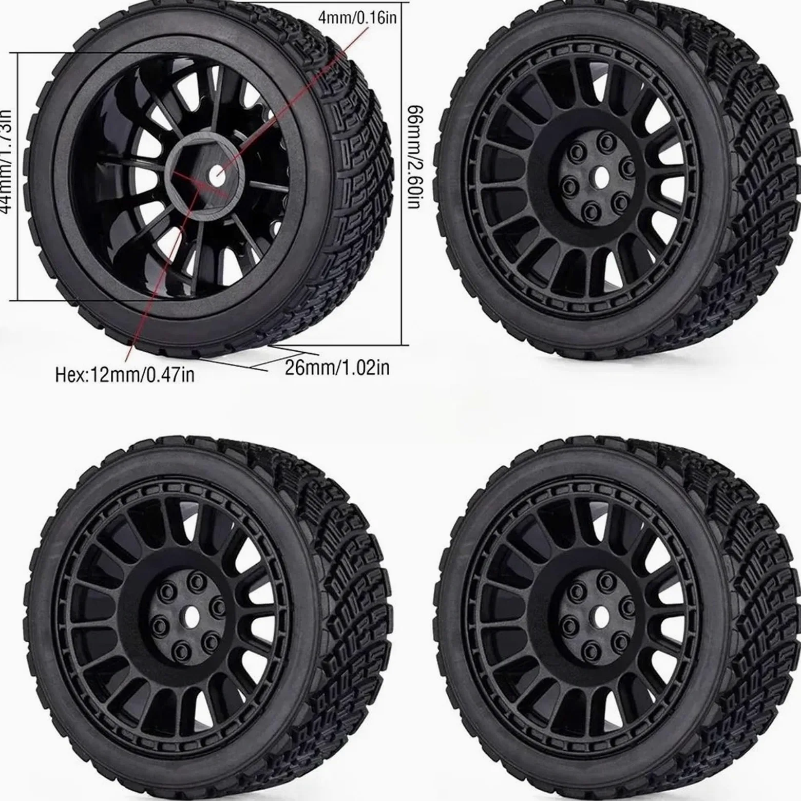 Per Rolly Xv02 Per Tt01 Lcptg Fw06 1/10 Rc Auto Parti Aggiornamento 4 Pezzi 12 Millimetri Hex 68 Gomma Pneumatici Cerchione Decorativo Ricambi Modellini RC