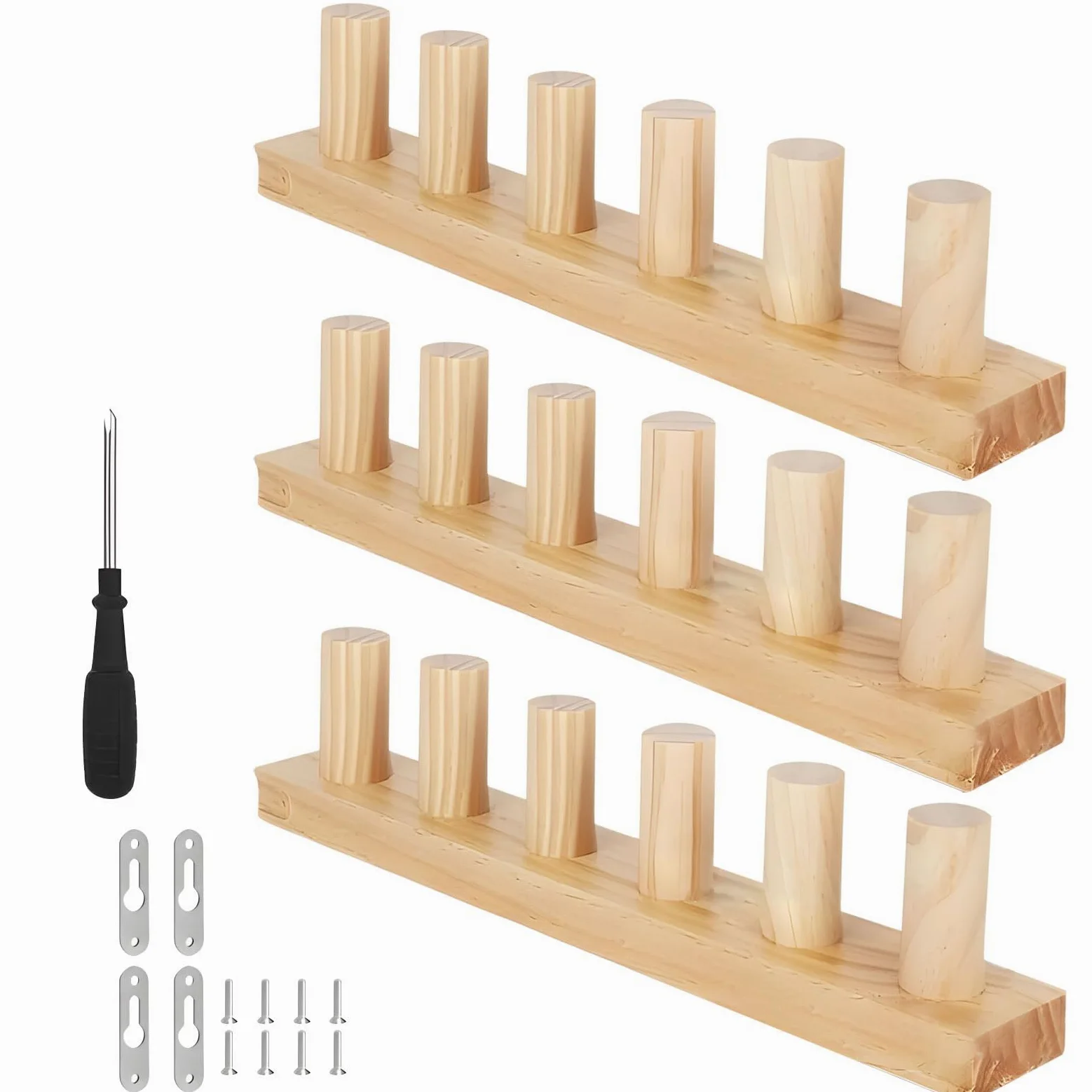 Set di 3 telai per tessitura con disegni regolabili, materiali in legno per la creazione di asciugamani da tappezzeria, artigianato regolabile a maglia