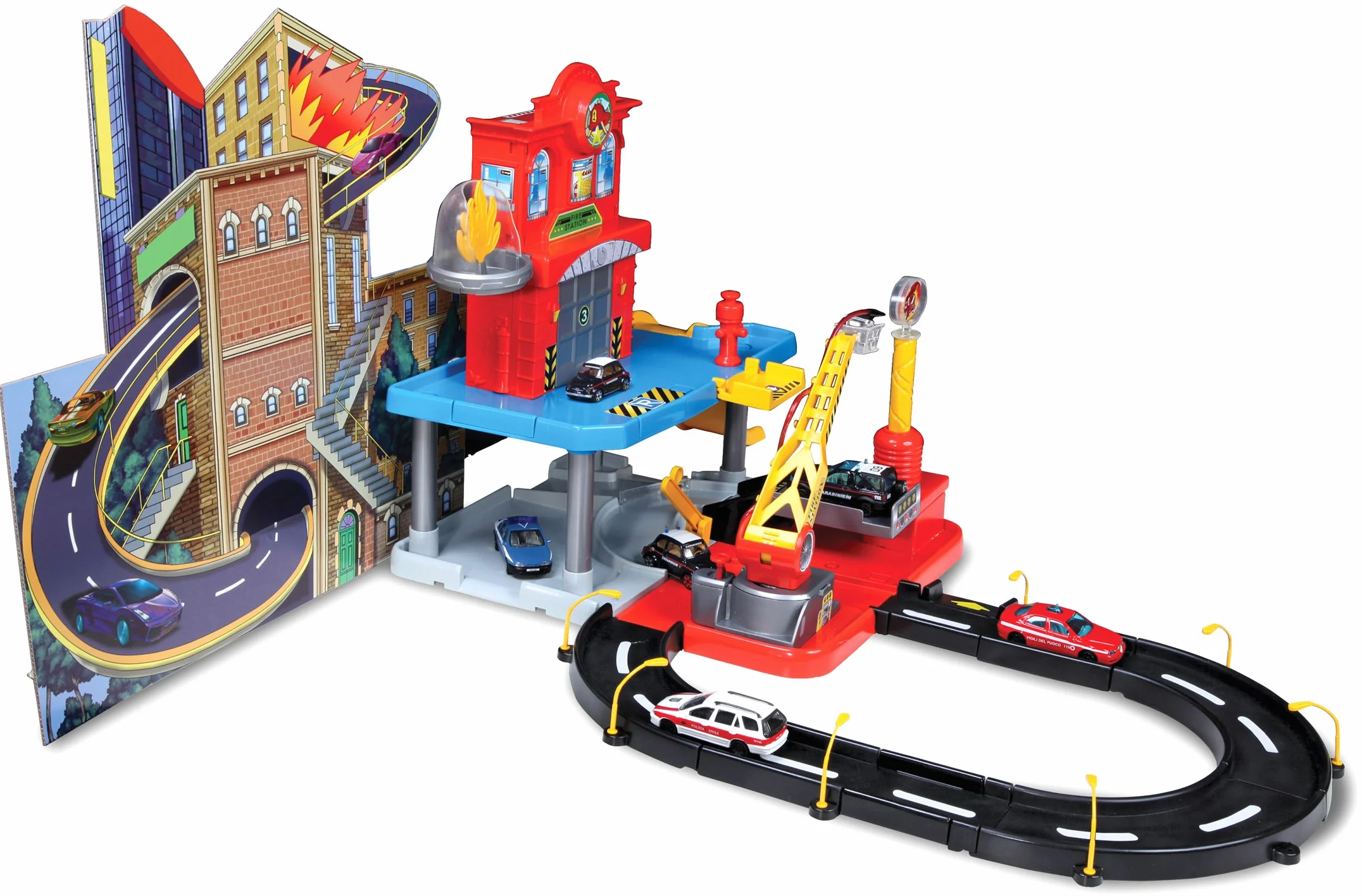 Bburago 15630043 - Stazione dei pompieri, compresi 2 veicoli, 1:43