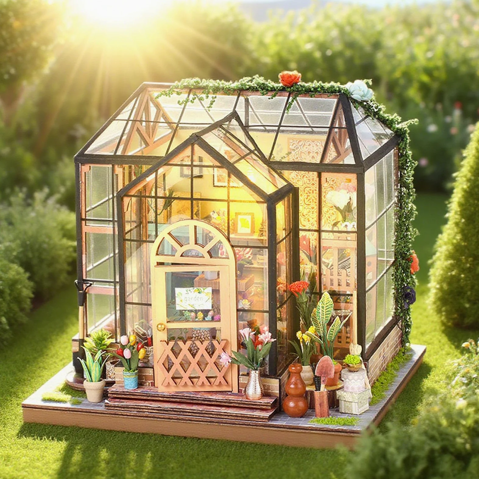 Kit Casa delle Bambole in Miniatura da Costruire DIY Miniatura Costruzione | Kit Montaggio Mini Serra 3D per Adulti e Ragazzi, Camera, Stanza, Libreria, Mensola, Sc