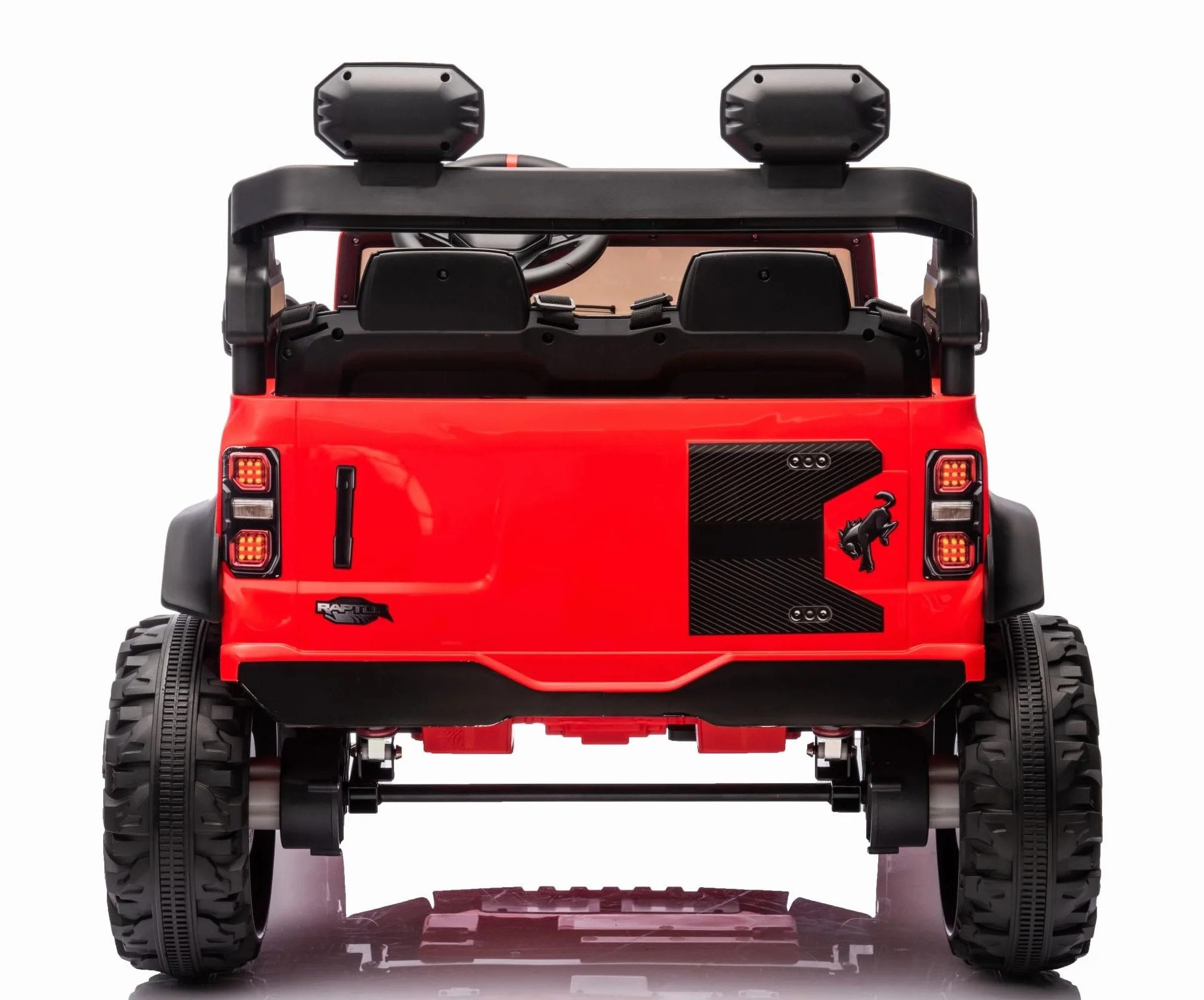 Ford Bronco Raptor 24V Maxi Fuoristrada Auto Elettrica Bambini 2 Posti Telecomando Luci LED Bluetooth Carico 60 kg Rosso