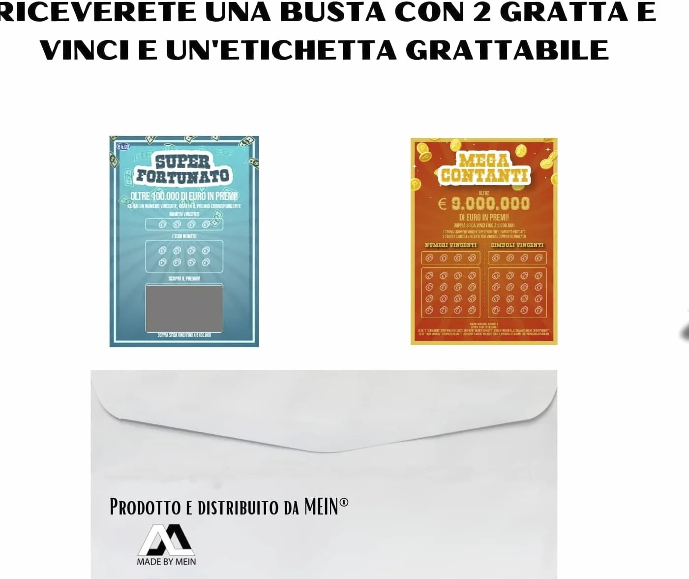 MEIN Gratta e Vinci Personalizzato Scherzo 2 Biglietti Finti Vincenti 1 da 100K L'Altro Regalo Il Niente con Spazio per Scrivere Idee Scherzi Divertenti