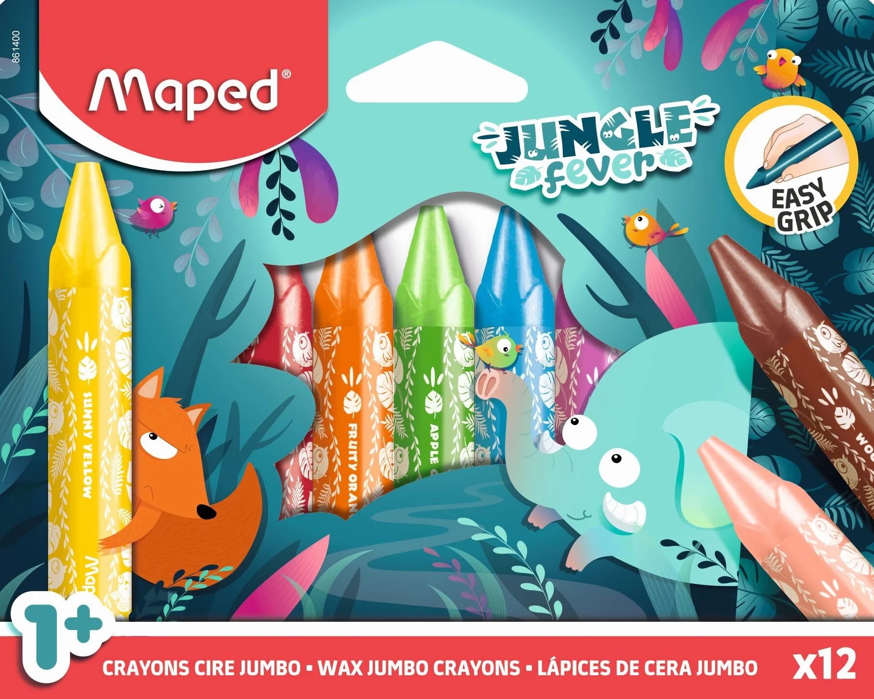 Maped Cere Colorate Formato Jumbo - 12 Colori - Colorazione per Bambini | Colori Cera, Ideale per Scuola