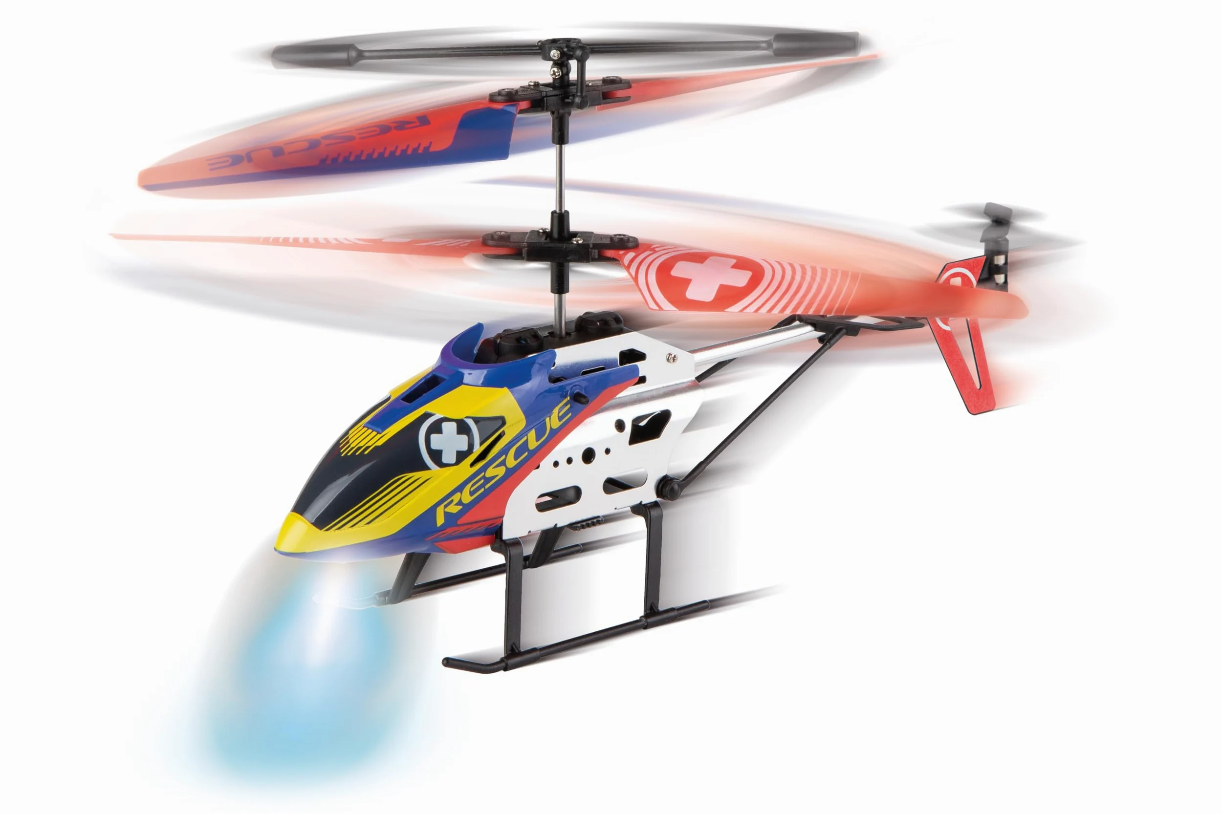 Carrera RC Rescue One Elicottero radiocomandato da 2,4 GHz, elicottero RC con scafo in alluminio, sistema giroscopico e assistente in altezza, luce LED, funzione di avvio e atterraggio automatico