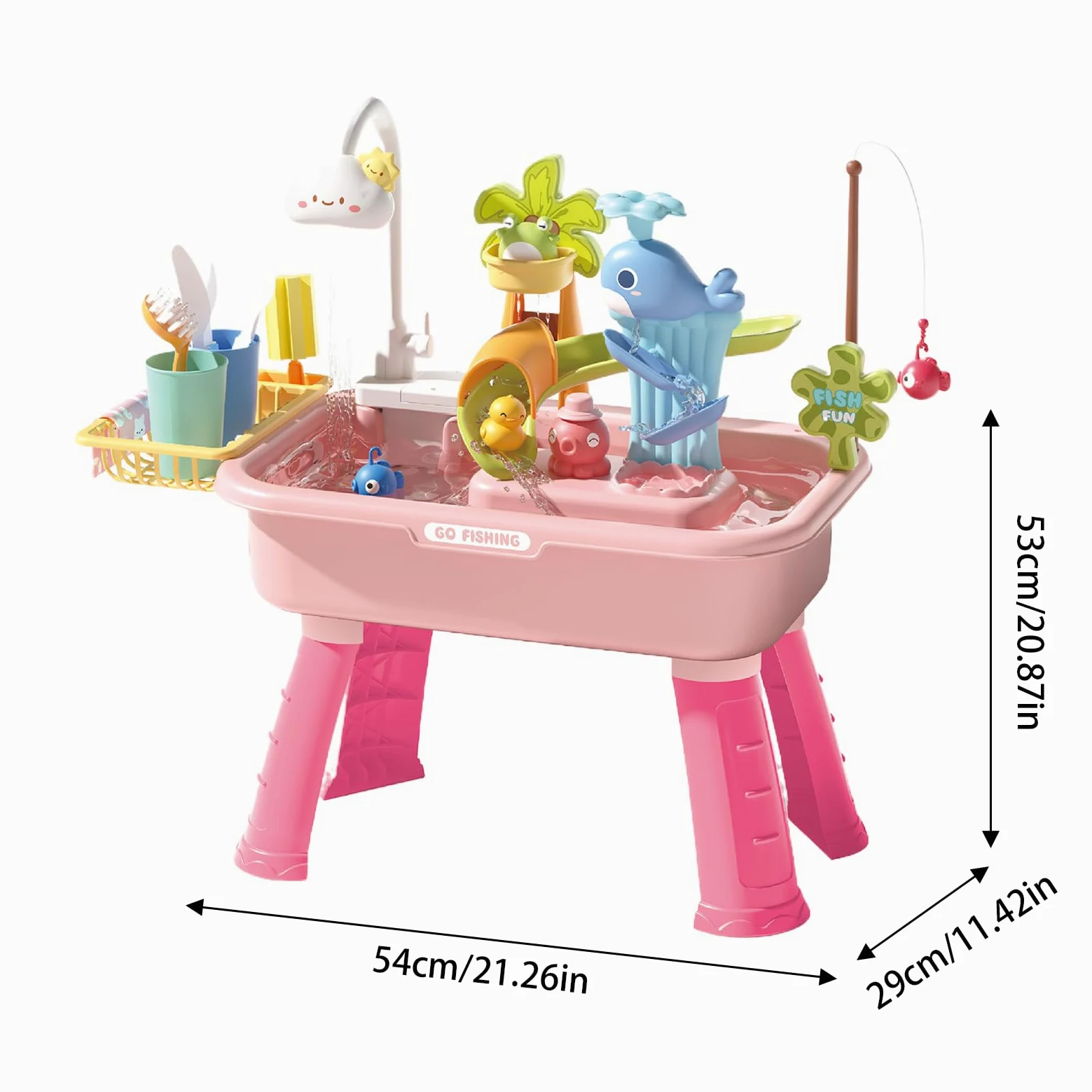 Tavolo Acquatico Esterno Tavolo Sensoriale Acquatico | Educativo Rubinetto Elettrico 4 in 1 per Bambini Casa Scuola Spiaggia Giardino Viaggio Picnic Compleanno