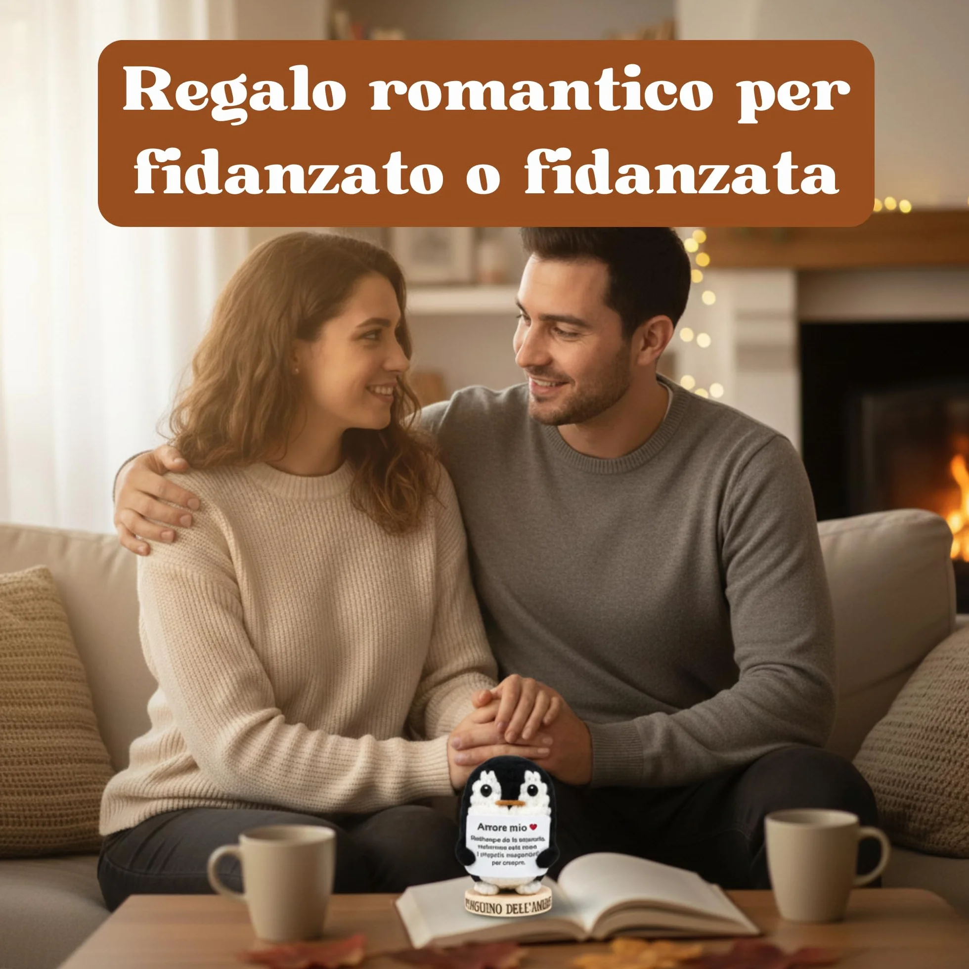 Pinguino Peluche dell’Amore – Regalo Romantico per Fidanzato o Fidanzata, Idea Regalo Anniversario, Mesiversario o Matrimonio – Regalo di Coppia San Valentino “Amore Mio” (Pinguino dell’Amore)