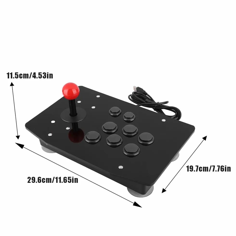 Joyzan Arcade Stick, Joystick Arcade da Gioco a 8 Pulsanti Fighting Street Rocker Fighter Maniglia Fisso Grande Pannello Maniglia Rotazione Controller Parti Ricambio Stile Competizio 29,6x19,7x11,5cm