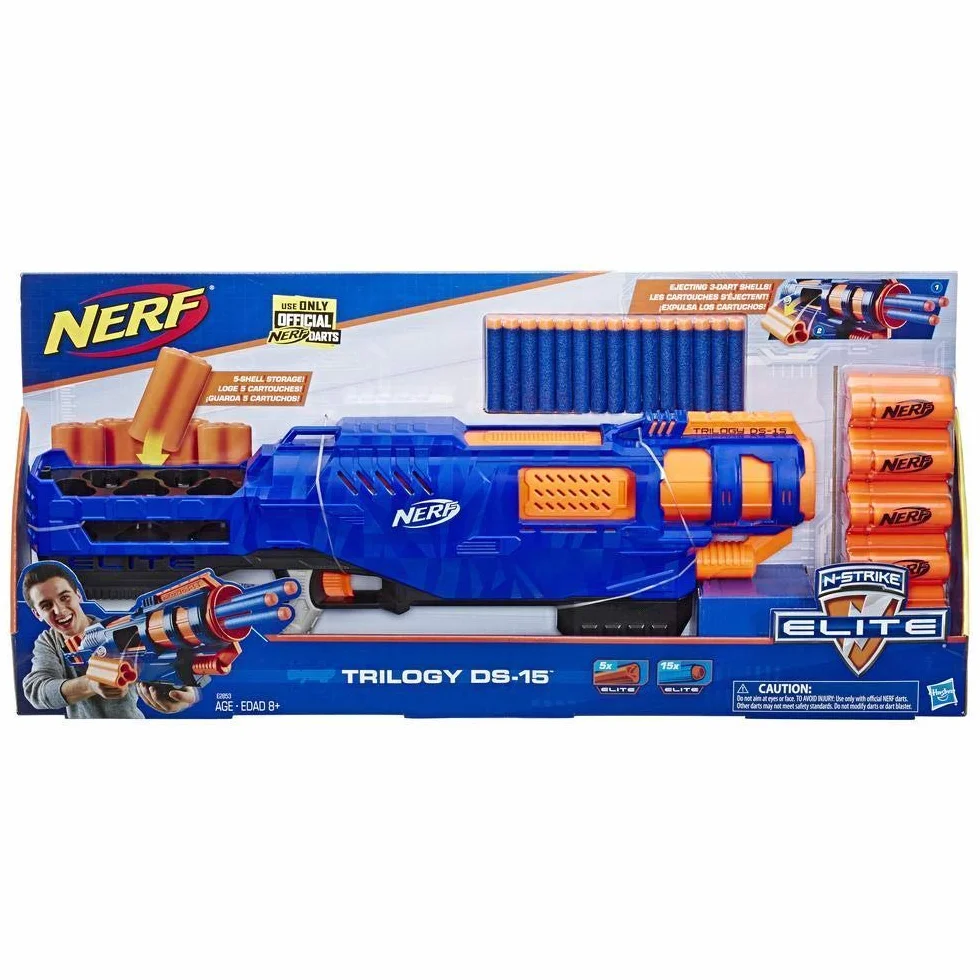 Nerf Hasbro Elite Trilogy DS-15 Blaster con 15 Dardi Originali e 5 Cartucce