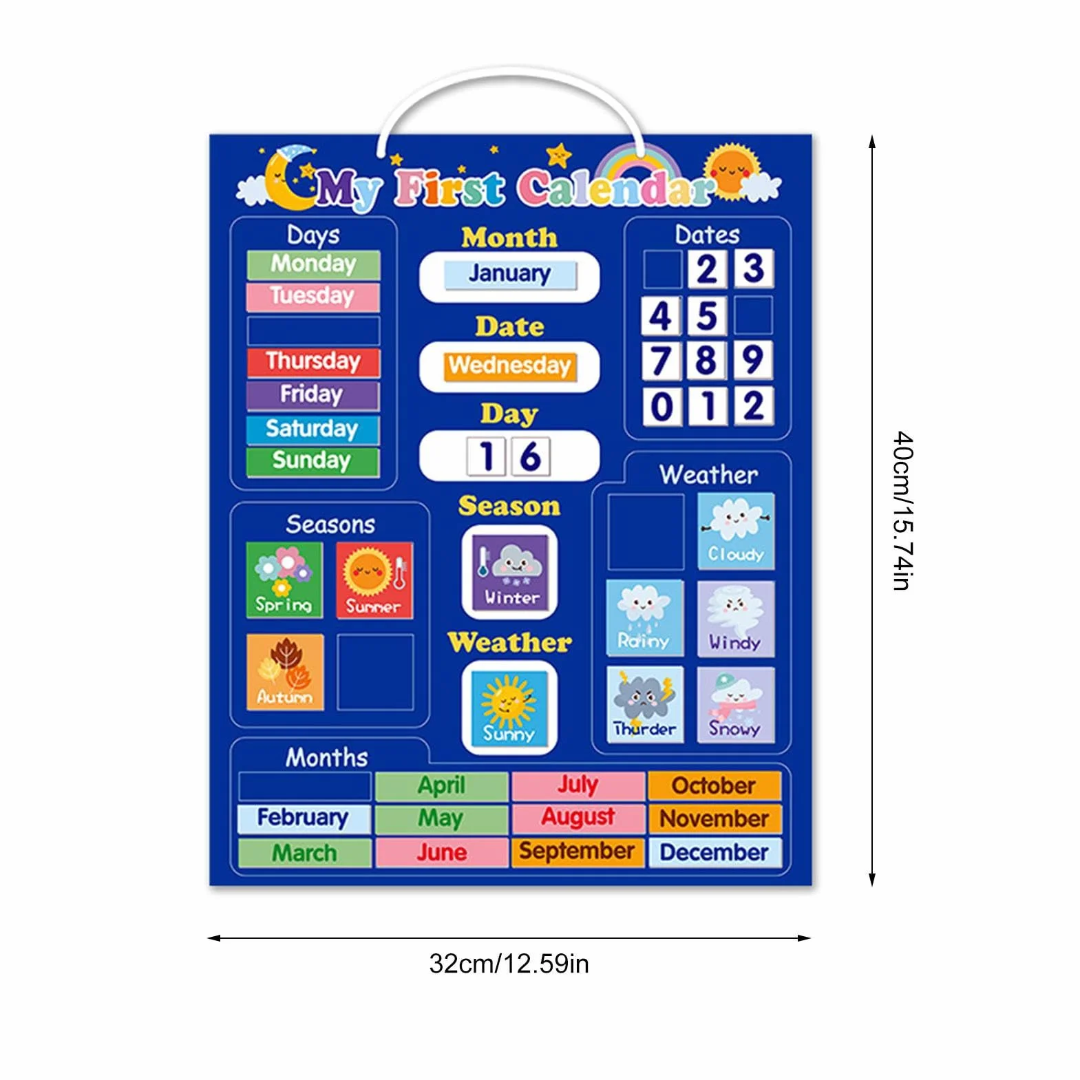 Calendario giornaliero magnetico Kids, primo calendario magnetico giornaliero, calendario per bambini per bambini Giorno del della settimana Bulletin Bulletin Time Bulletin Board