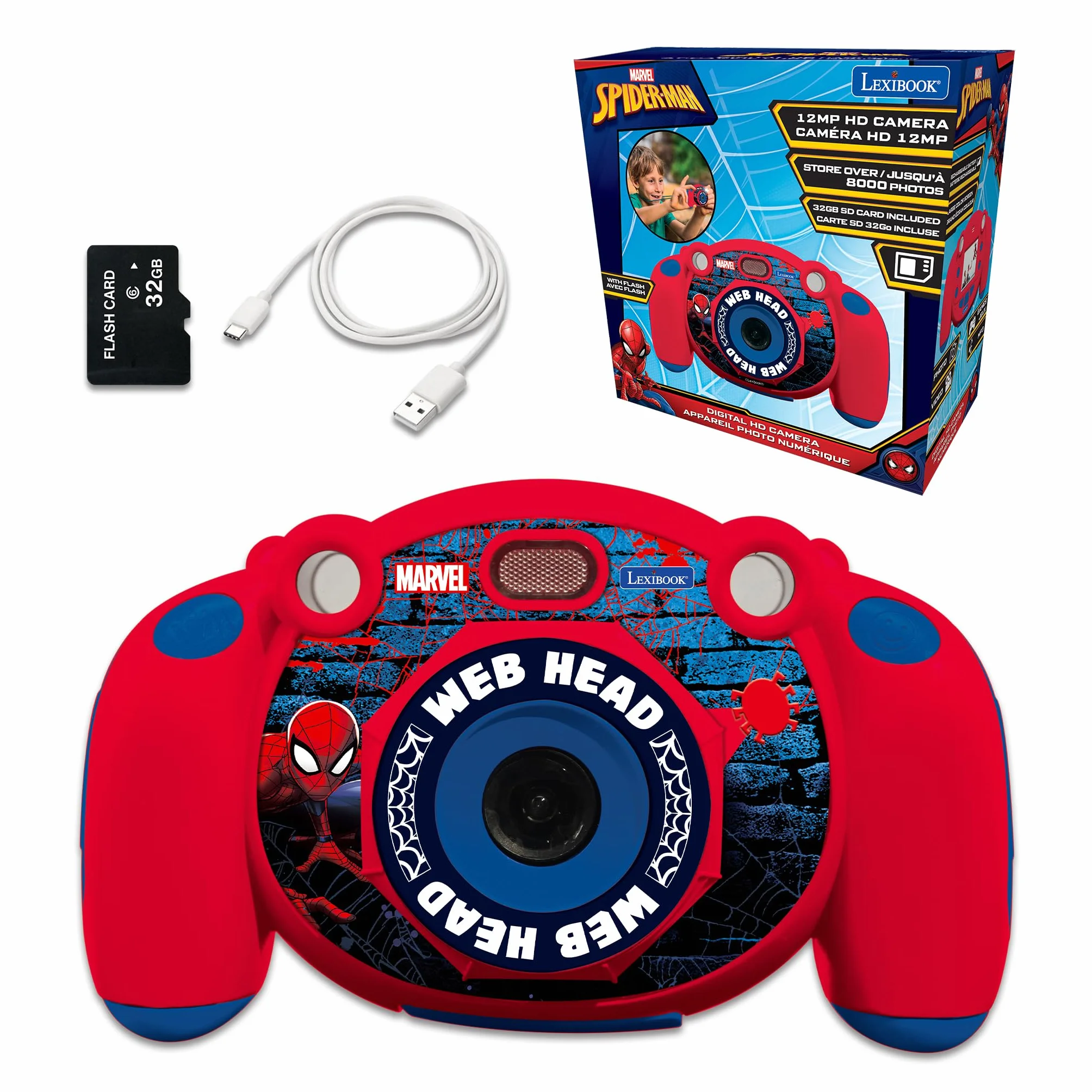 Lexibook Spider-Man fotocamera digitale 4 in 1 per bambini 32 GB rossa DJ080SP