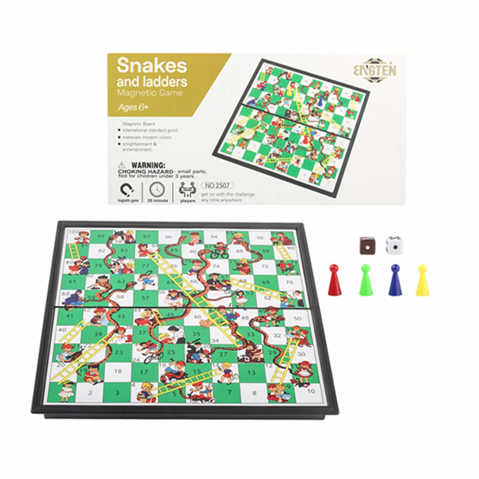 Snakes and Ladders,Gioco da tavolo magnetico,pieghevole e compatto per bambini; set di pedine da scacchi da viaggio per principianti con custodia portatile