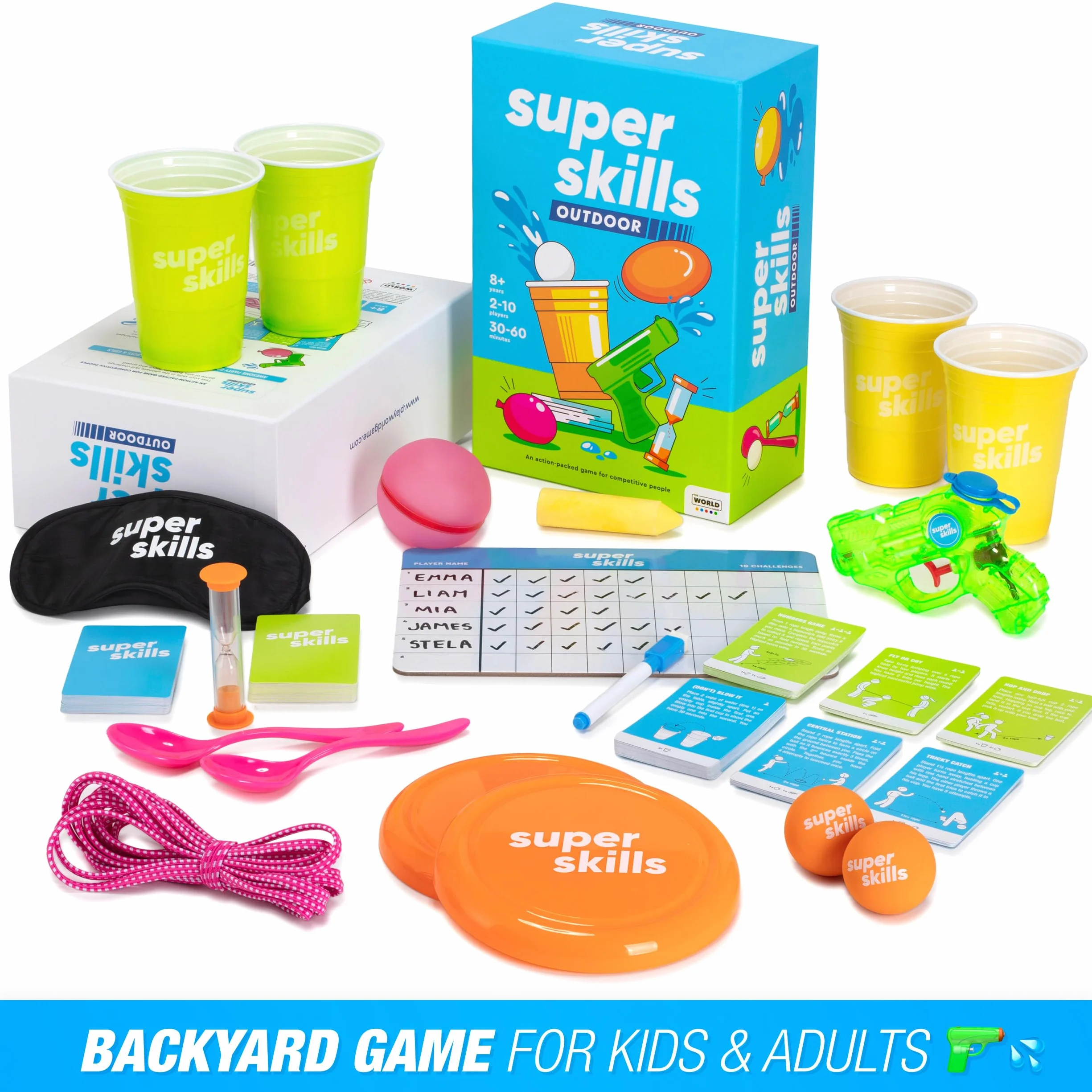 Il gioco del mondo Super Skills Outdoor Yard Game - Giochi Estivi in Cortile per Bambini dagli 8 Anni in su, Adolescenti e Adulti - Divertente Festa in Acqua per Tutta la Famiglia