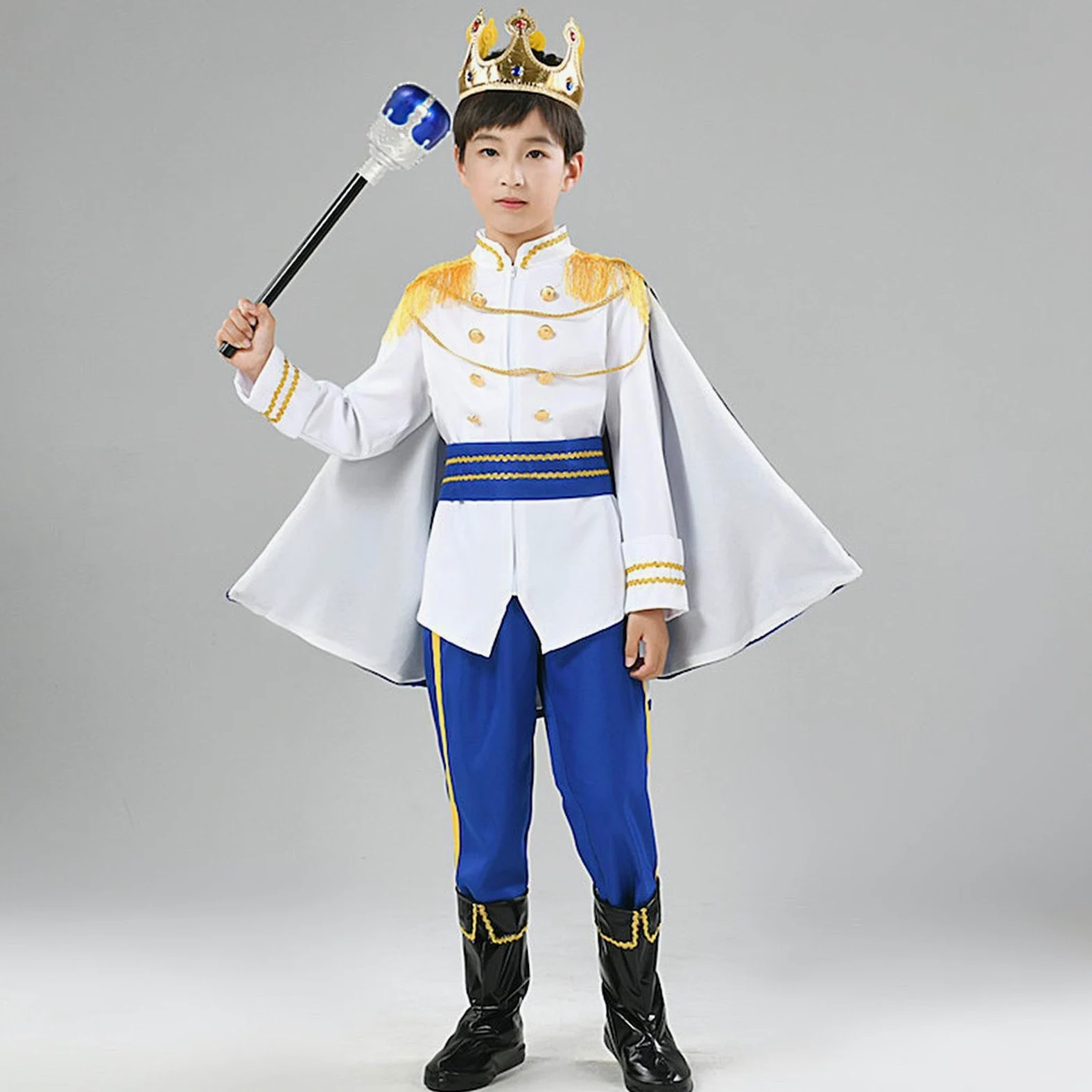 Costume Da Re Per Bambini Costume Reale Medievale di Halloween con Mantello | Abiti Cosplay per Bambini con Mantello per Bambini Festa Carnevale Uso Quotidiano Foto di Scena Oggetti di Sce