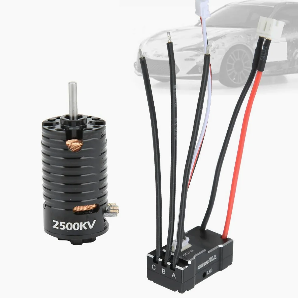 Motore brushless, 1410 Motore brushless 18A Nero ESC RC Ricambio Ricambio Accessori Motori completi Motori elettrici e parti (nero) 2500KV)