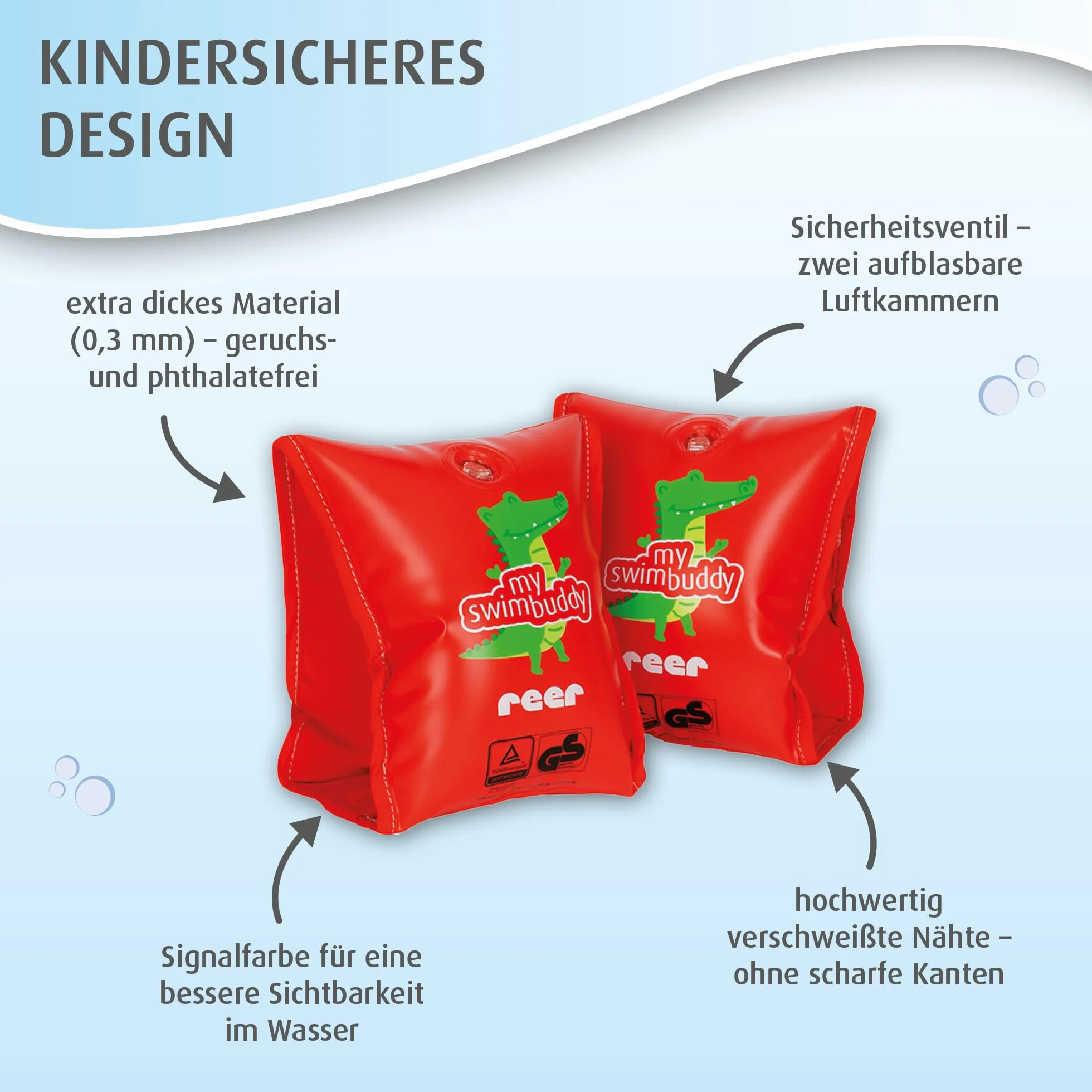 reer myswimbuddy galleggianti | aiuto per il nuoto per neonati e bambini | inserto in tessuto extra morbido | apprendimento sicuro | 11-30 kg