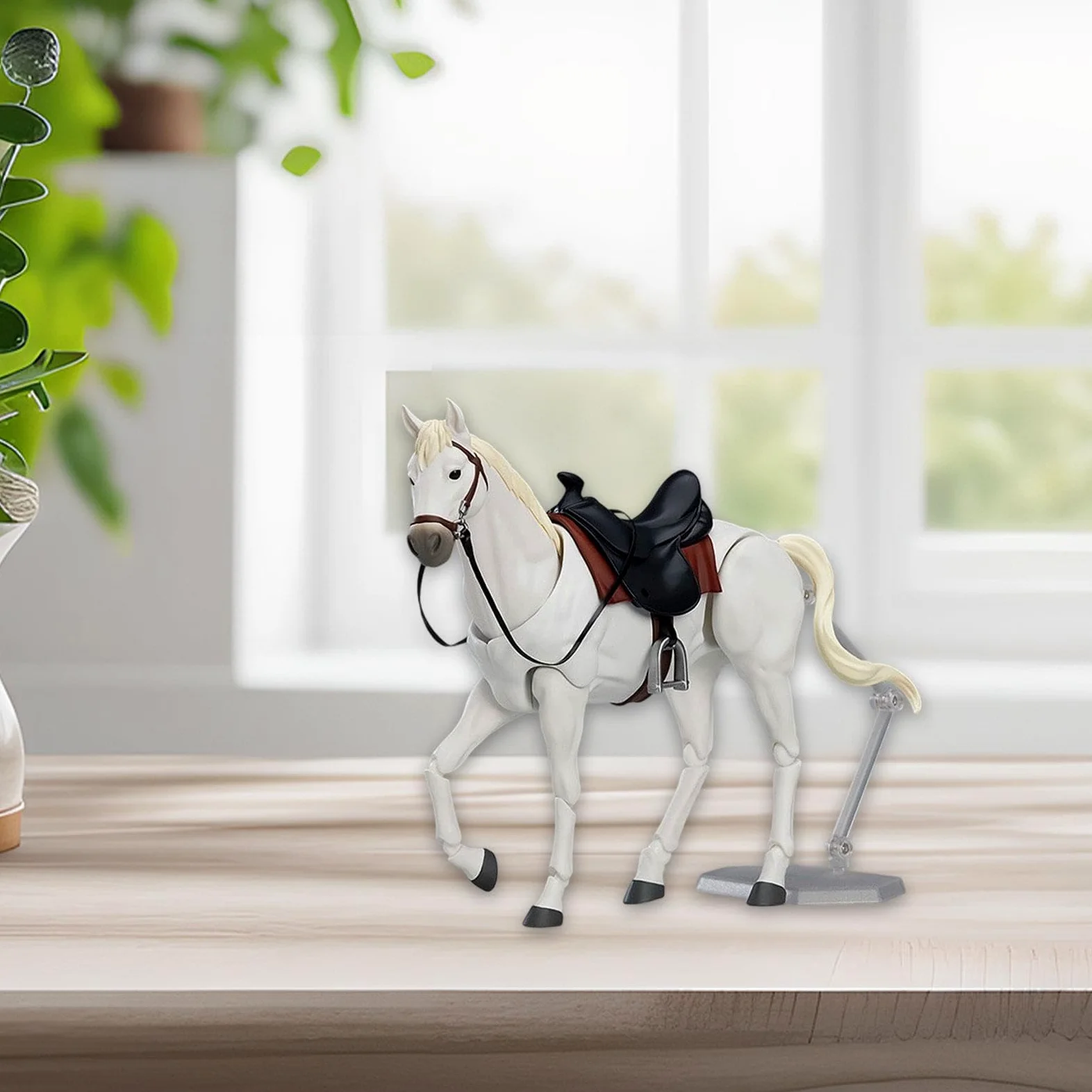 Statuetta di Cavallo Realistica per Decorazione da Scrivania E Progetti Fai da Te, Bianco