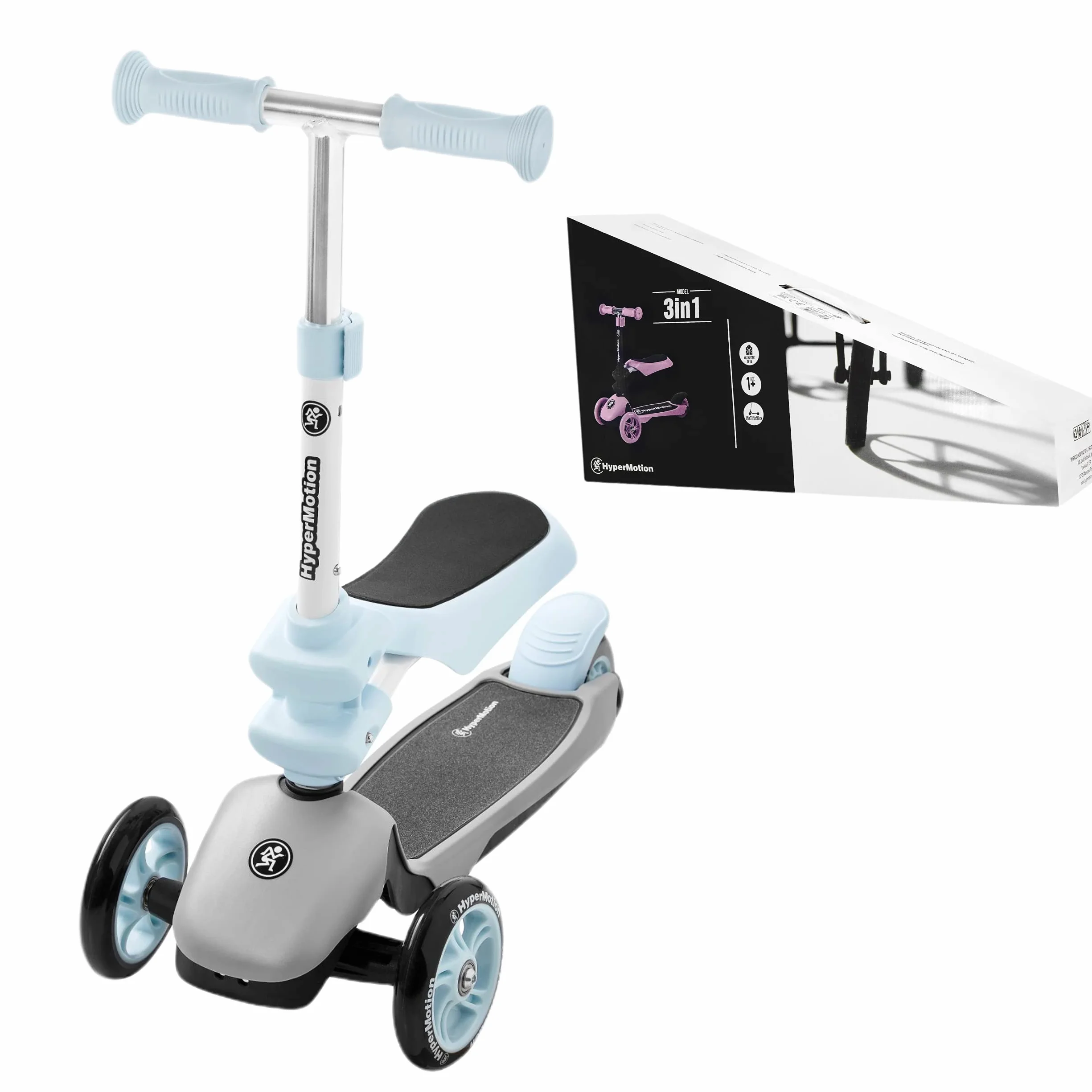 HyperMotion Draisienne - Monopattino da bambino 3 in 1 (carico massimo 50 kg) | triciclo bambino evolutivo da + 1 anno | Poggiapiedi, sedile carico max 20 kg, piattaforma antiscivolo manubrio