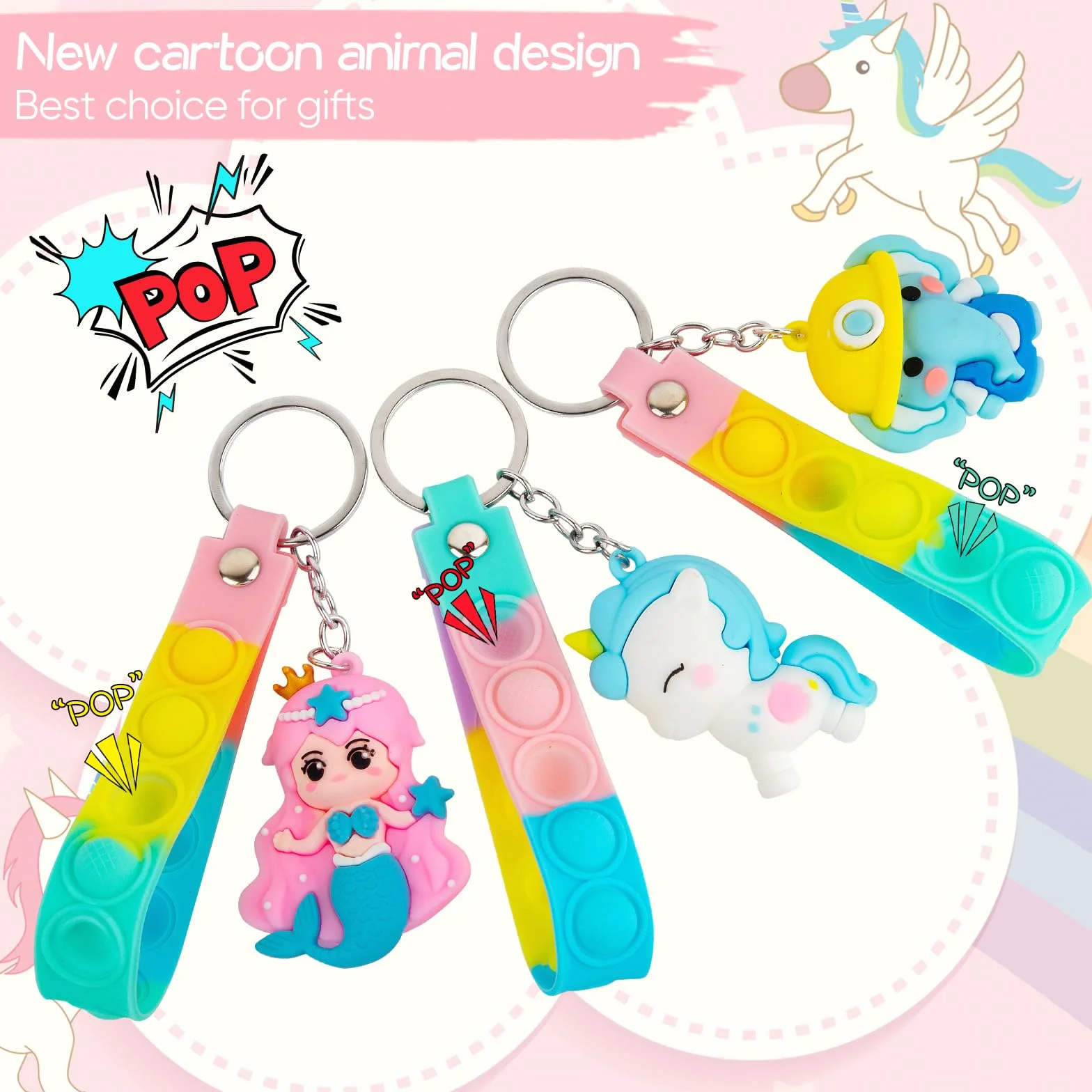 Portachiavi Animale Pop Fidget Toys Antistress dla Dzieci Gadget Prezent Urodzinowy