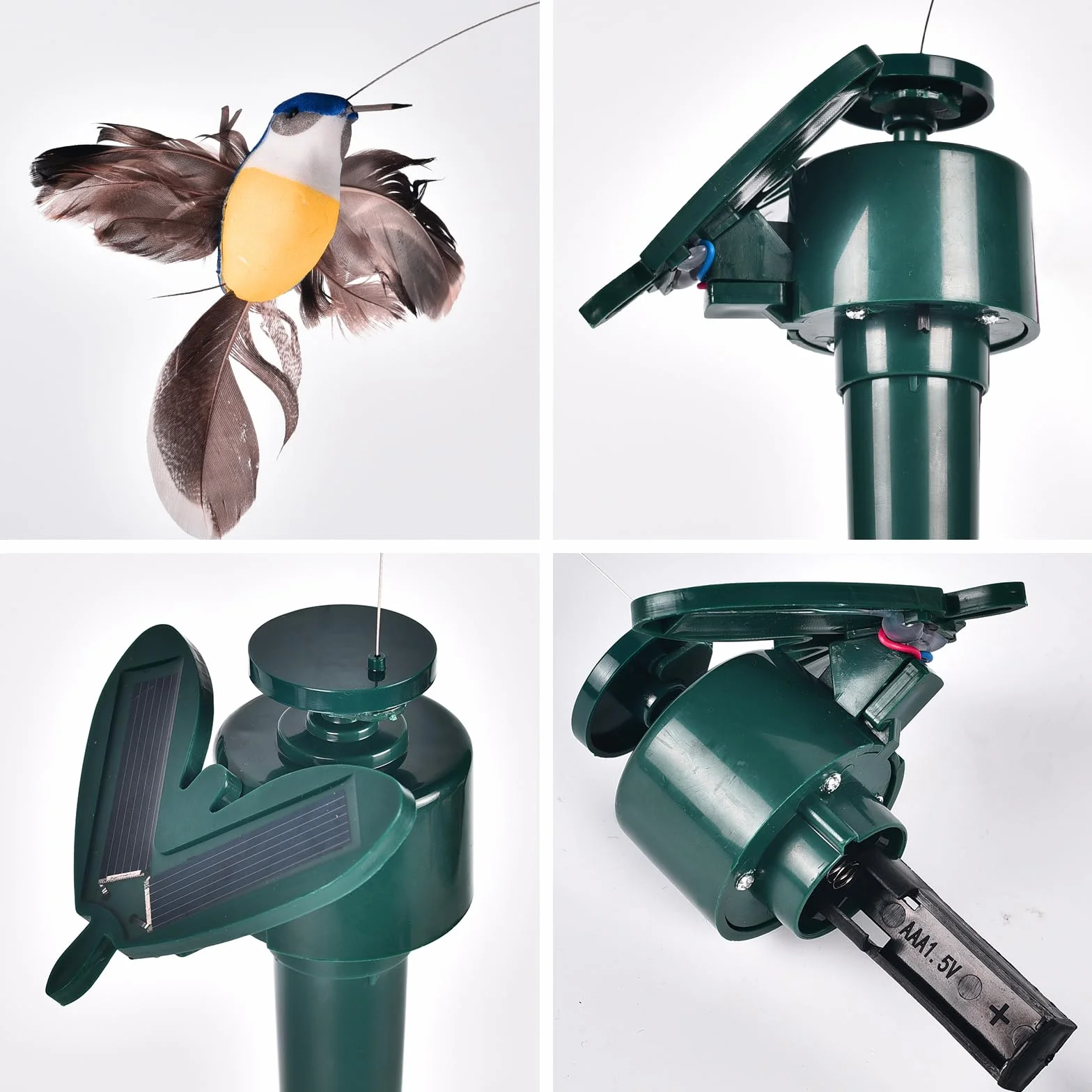 SEIWEI Farfalla da giardino, 2 pezzi, alimentato a energia solare/a batteria, decorativo, volante, colibrì, farfalla, simulazione uccello per giardino, cortile, piante, fiori, patio, paesaggio
