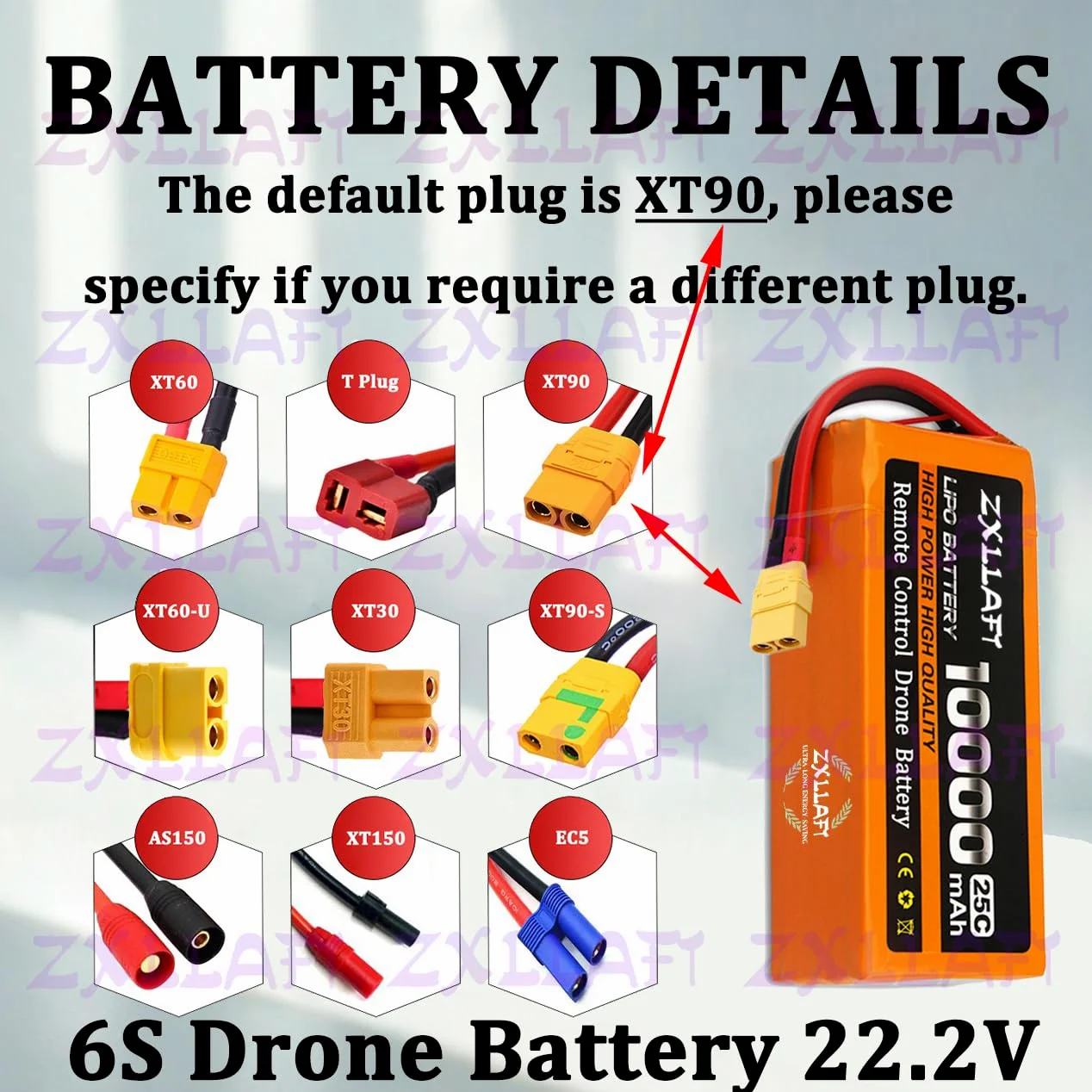 Batteria Lipo 22,2 V 14,8 V 11,1 V Batteria per droni | 6S 4S 3S Batterie al litio 7,4 V 18,5 V 25,9 V 29,6 V Batterie di ricambio 25C per drone telecomandato con BMS