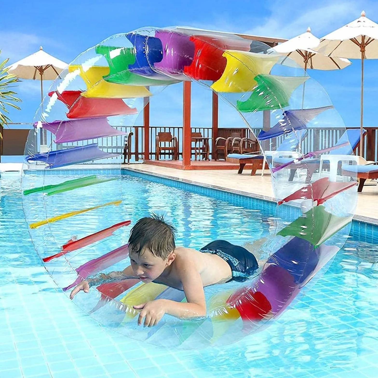 Ruota Idraulica Gigante, Rullo D'Acqua Gonfiabile, 120CM Rullo Gonfiabile, Giocattolo Gonfiabile, Divertente, Utilizzato in Piscina, Parco, Spiaggia e Prato