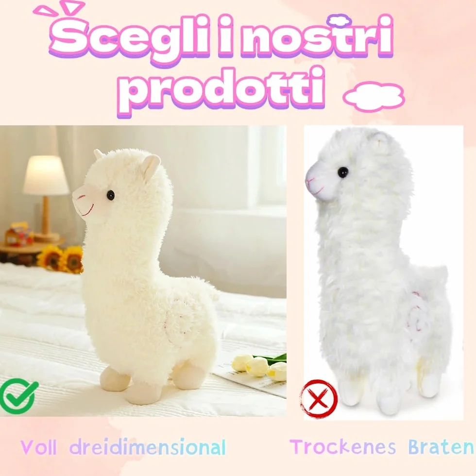 Stand alpaca peluche, alpaca bianco coccolone, lama peluche regalo per i bambini ragazze amanti