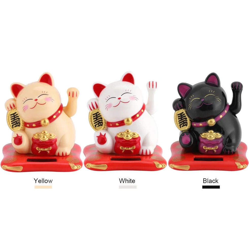 Haofy Statua Maneki Neko con Movimento Solare per Casa Ufficio Auto Adatto a Tutti gli Ambienti Interni Decorazione Regalo