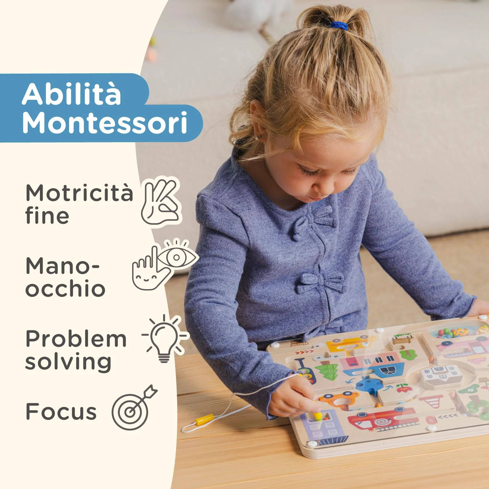 Nene Toys Labirinto Magnetico per Bambini 2+ Anni – Gioco Magnetico da Viaggio Busy Board Montessori