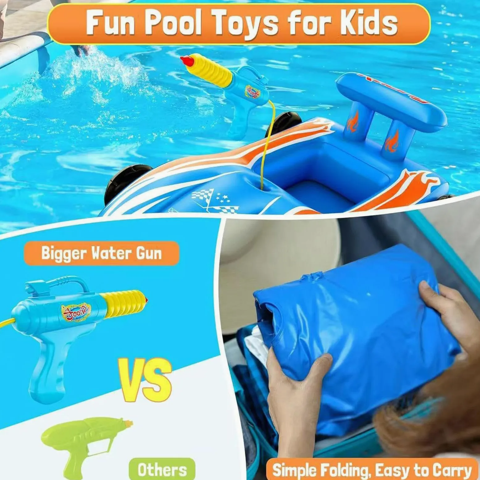 Galleggiante Auto per Bambini Gonfiabile Estivo | Salvagente a Forma di Cartone Animato per Bambini, Feste in Piscina, , Giardino, Campeggio, Laghetto