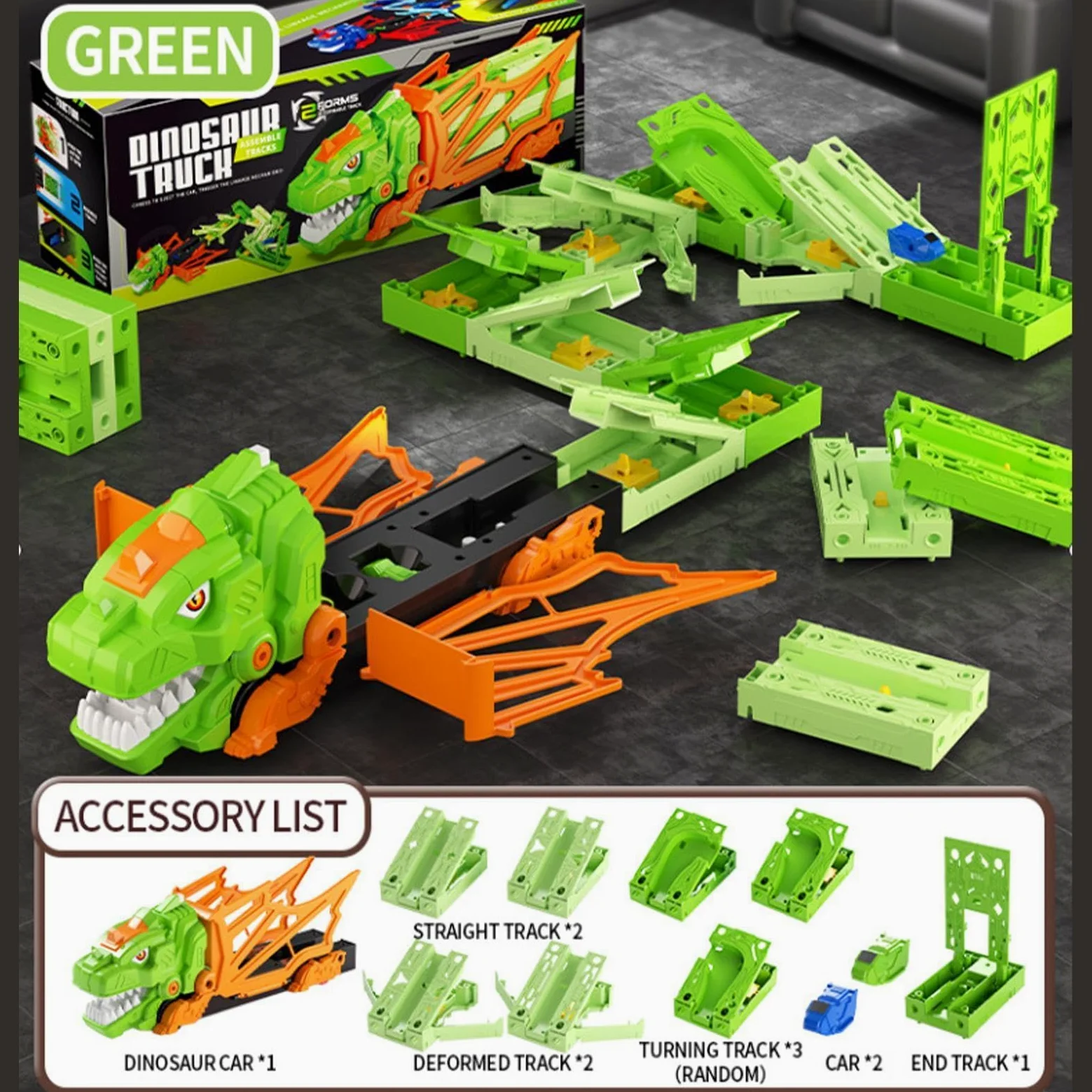 Pista Dinosauri Macchinine Da Corsa Giocattoli Veicoli Playset Interattivo | Pista Da Corsa Dinosauri Giocattolo Per Casa Viaggi Esterno Scuola Materna Asilo Interno Giardino