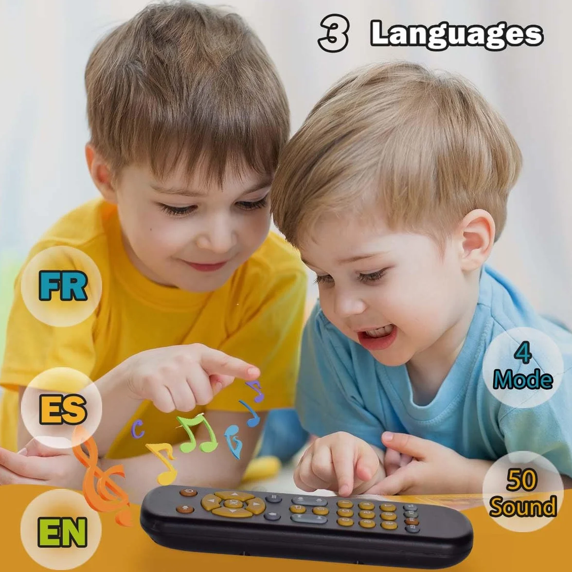 Baby TV Telecomando con Luce e Suono, Giocattolo Educativo Precoce Musicale del Bambino con Inglese/Francese/Spagnolo, Regalo Giocattolo per 6 Mesi+