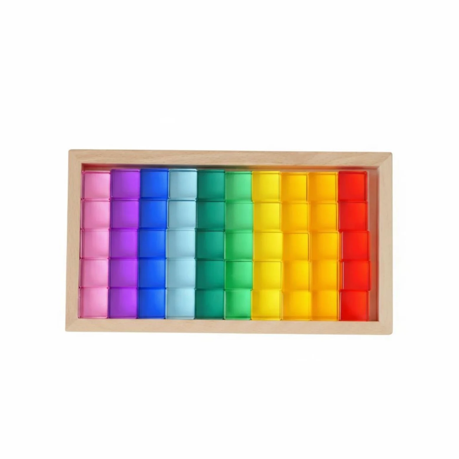 Children Building Blocks Set di Costruzioni Bambini Cubi Quadrati Acrilici Mattoncini Trasparenti Vassoio in Legno per Impilare Bilanciare