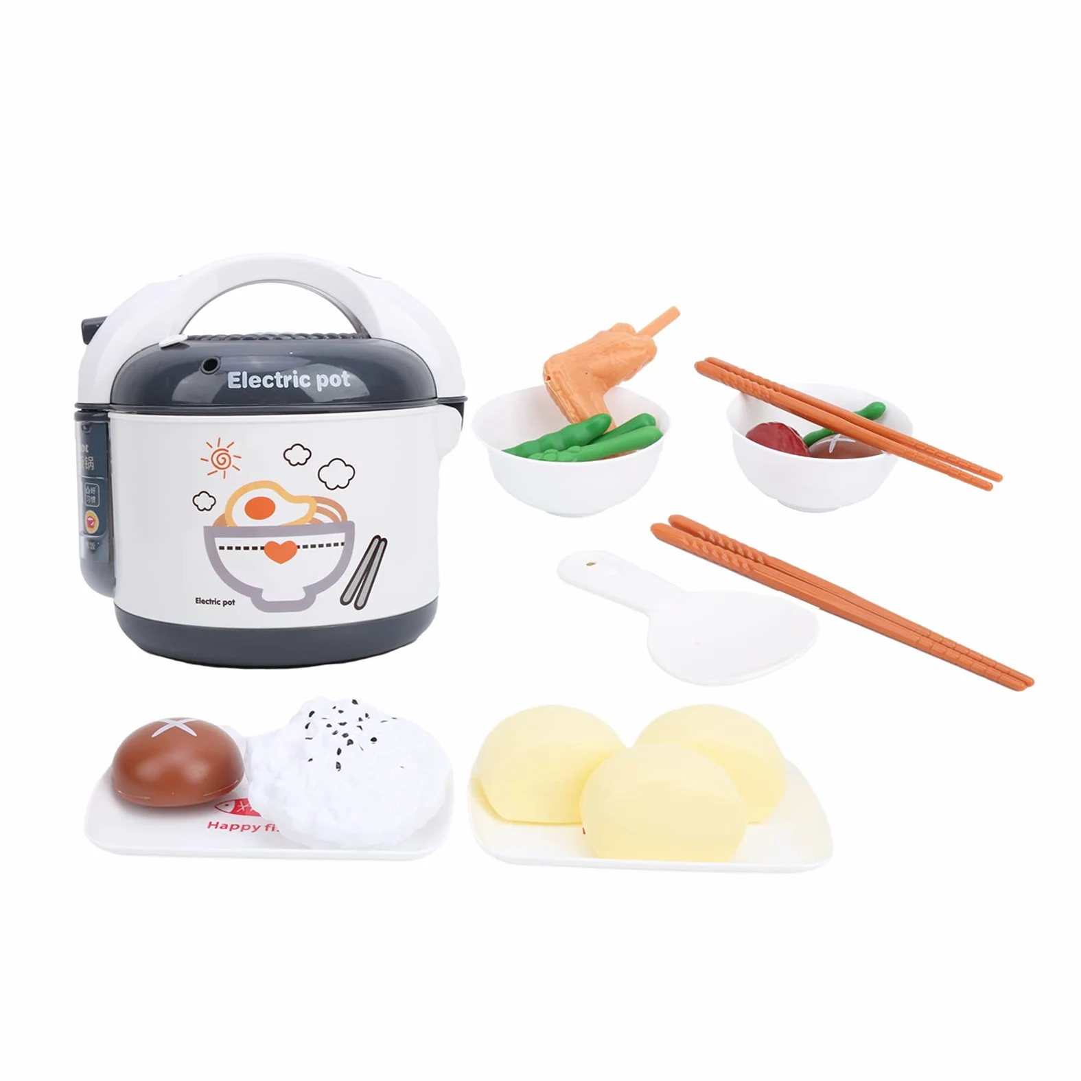 Set di Giocattoli per Cuociriso per Bambini, Elettrodomestici da Cucina in Plastica Dai Colori Vivaci per un Divertimento Interattivo (Grigio)
