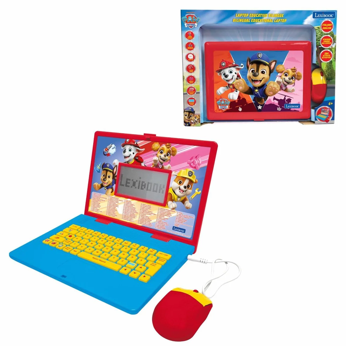 Lexibook, Paw Patrol, Laptop Educativo Bilingue, Inglese e Italiano, 164 attività, Matematica, Giochi di Logica, modalità Musicale, Grande Schermo LCD, Design Paw Patrol, Rosso/Blu, JC601PAi5