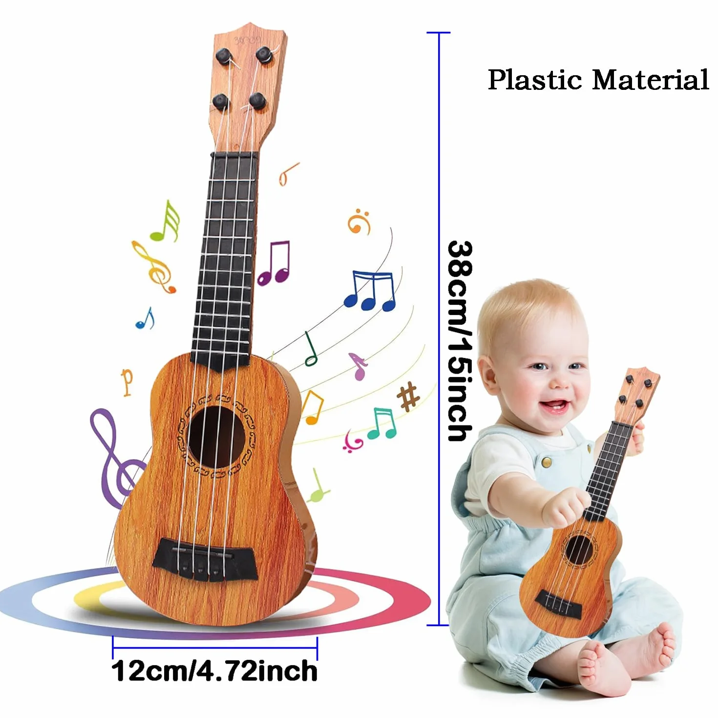 Chitarra per Bambini 38cm Giocattolo 4 Corde Regolabili Mini Ukulele Educativo Regalo