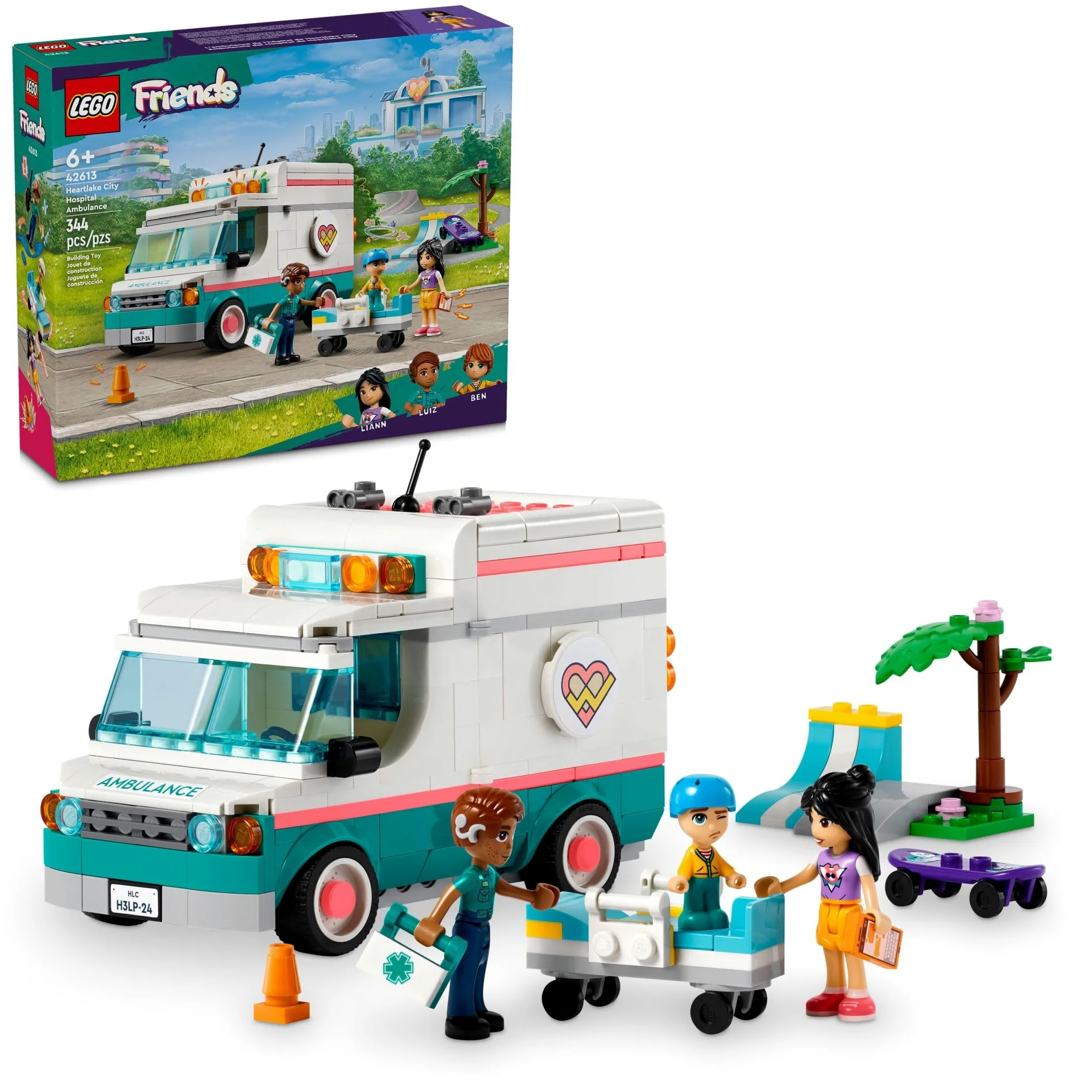 LEGO Friends Heartlake City Hospital Ambulance Set con 3 Personaggi, Idea Regalo per Bambini, Ragazze e Ragazzi dai 6 anni in su, Giocattolo Socio-Emozionale, Veicolo di Emergenza Medica, Ambulanza