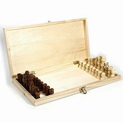 MRKU Set di Scacchi in Legno Scacchiera Pieghevole Internazionale Gioco di Scacchi in Legno Backgammon Walk Entertainment Versione Inglese Scacchi