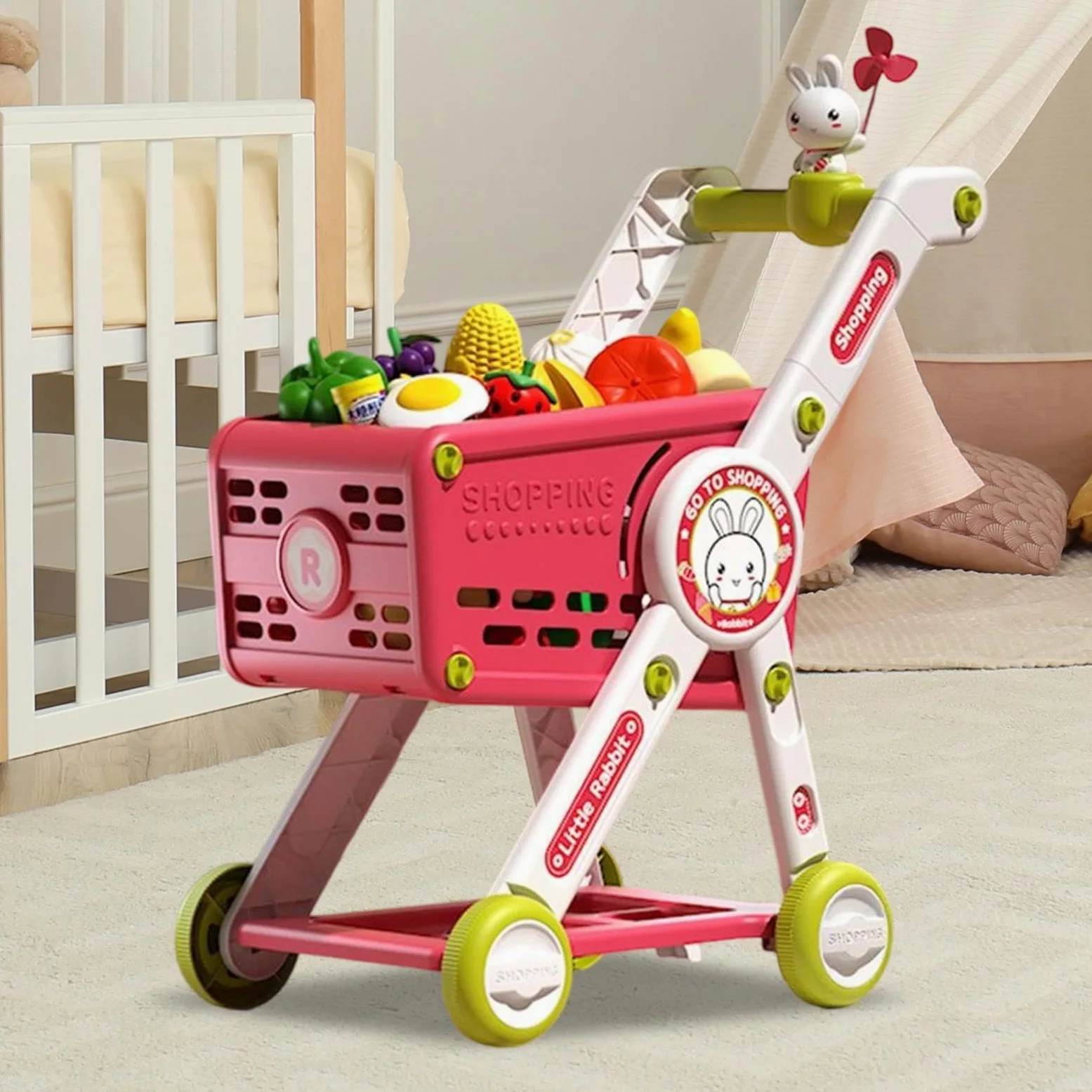 Carrello Spesa Bambini Cucina Finti Educativi Interattivi | Carrello Giocattolo Spesa Finta Per Bambini Trolley Per Bambini, Età Prescolare, Asilo, Vacanze E Compleanni
