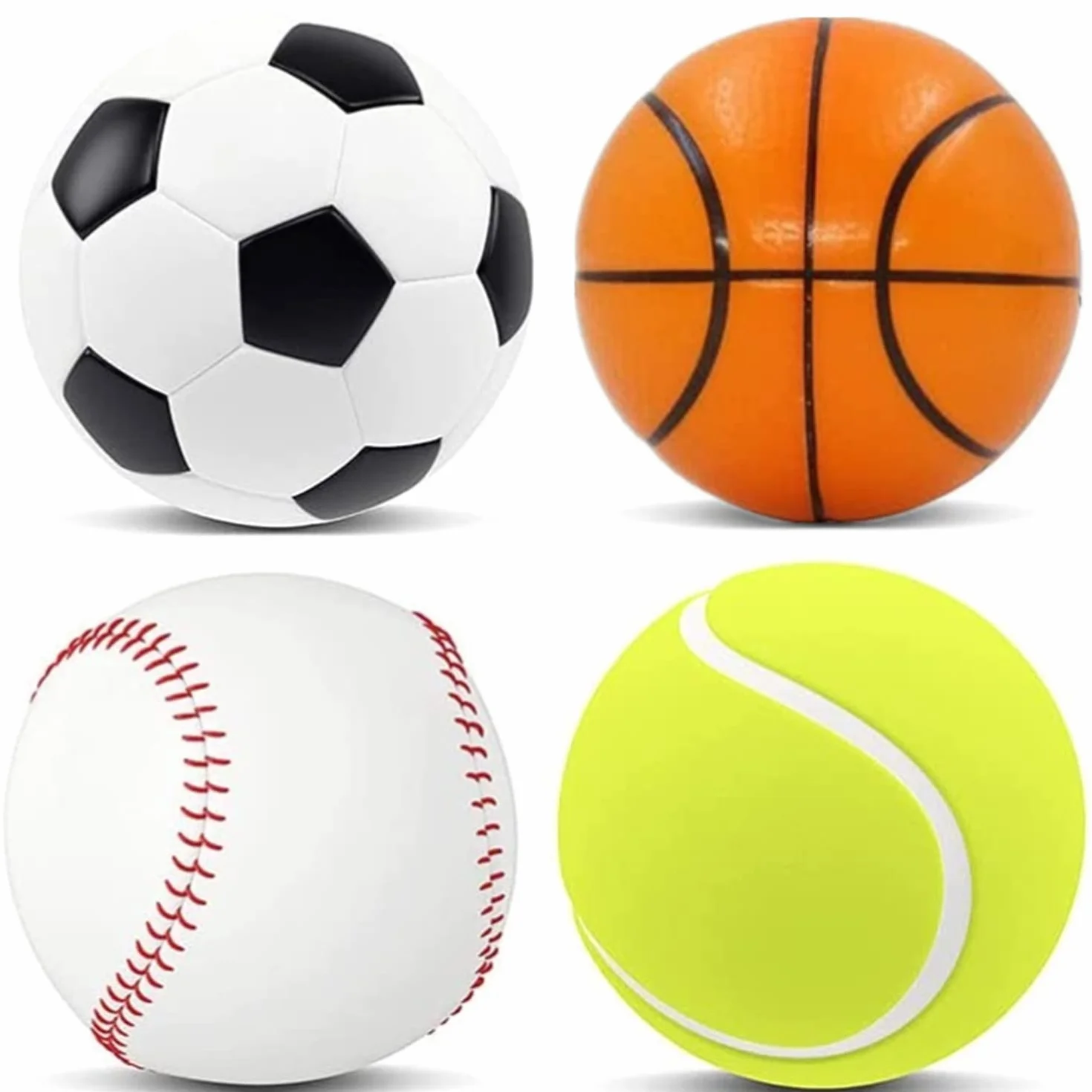 Yeefunjoy 4 palline antistress per stress e dita, giocattolo emotivo per calcio, basket, tennis