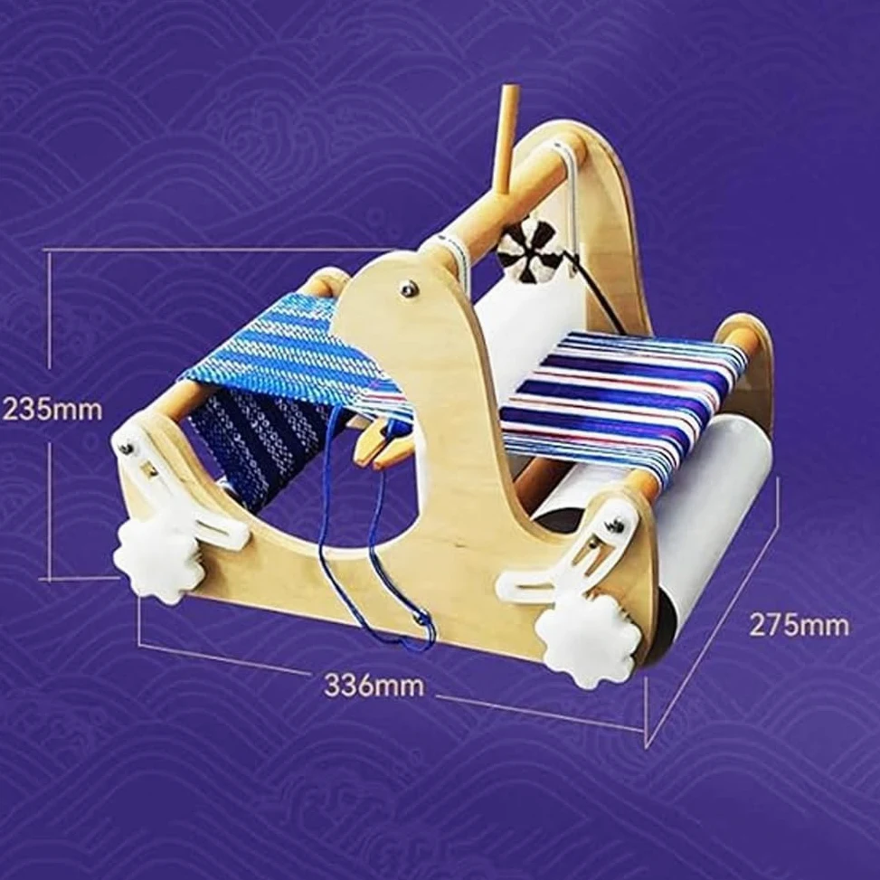 Kit per tessitura – Macchina per maglieria a mano in legno per bambini e principianti, larghezza di tessitura 20 cm, densità regolabile per un facile utilizzo