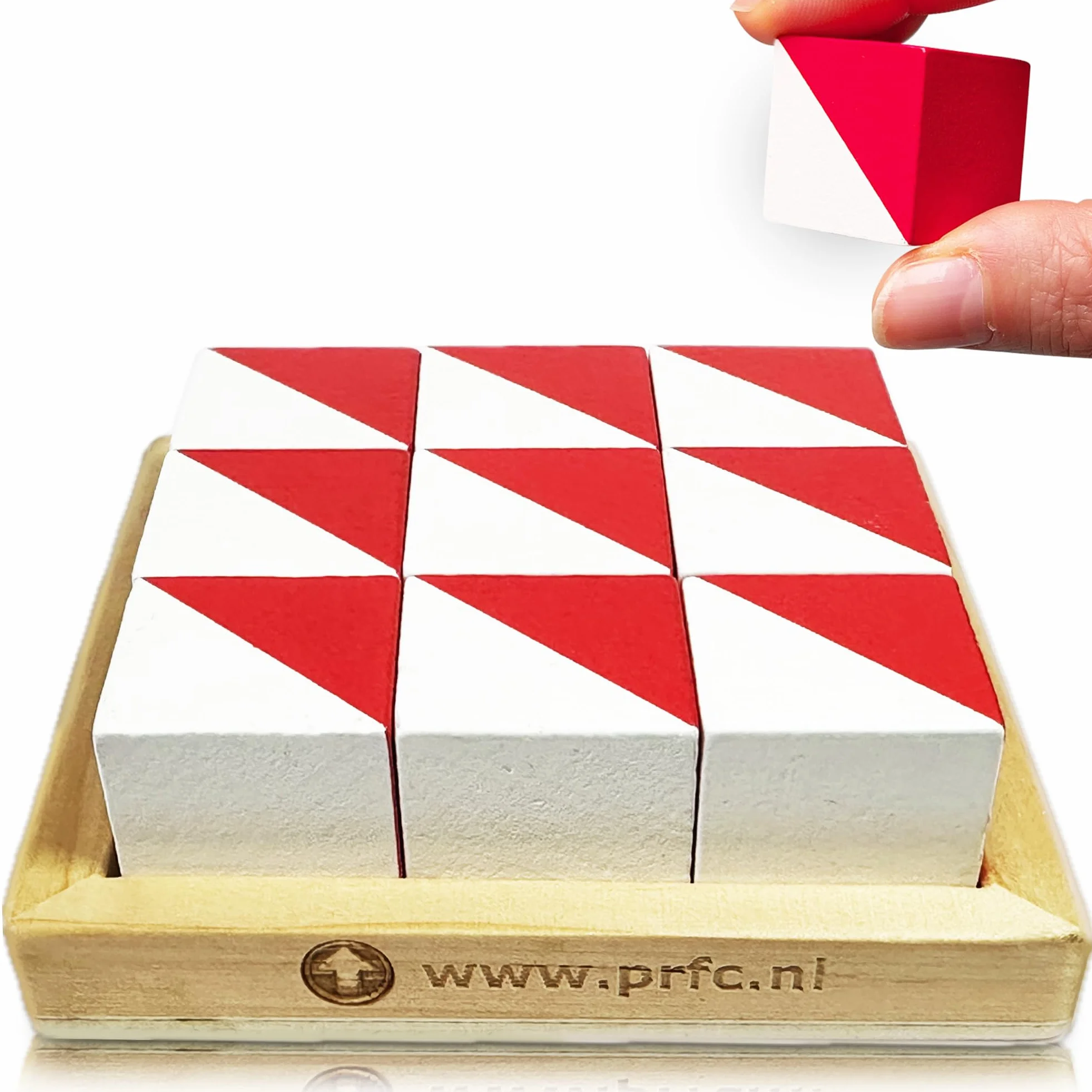 PrfcNL Blocchi di Prova IQ - 9 Cubi in Legno Bianco e Rosso con 60 Modelli e App Mobile, Ideali per WISC, WAIS, Prep WPPSI, Giocattolo Regalo Montessori Educativo STEM per Tutte le Età