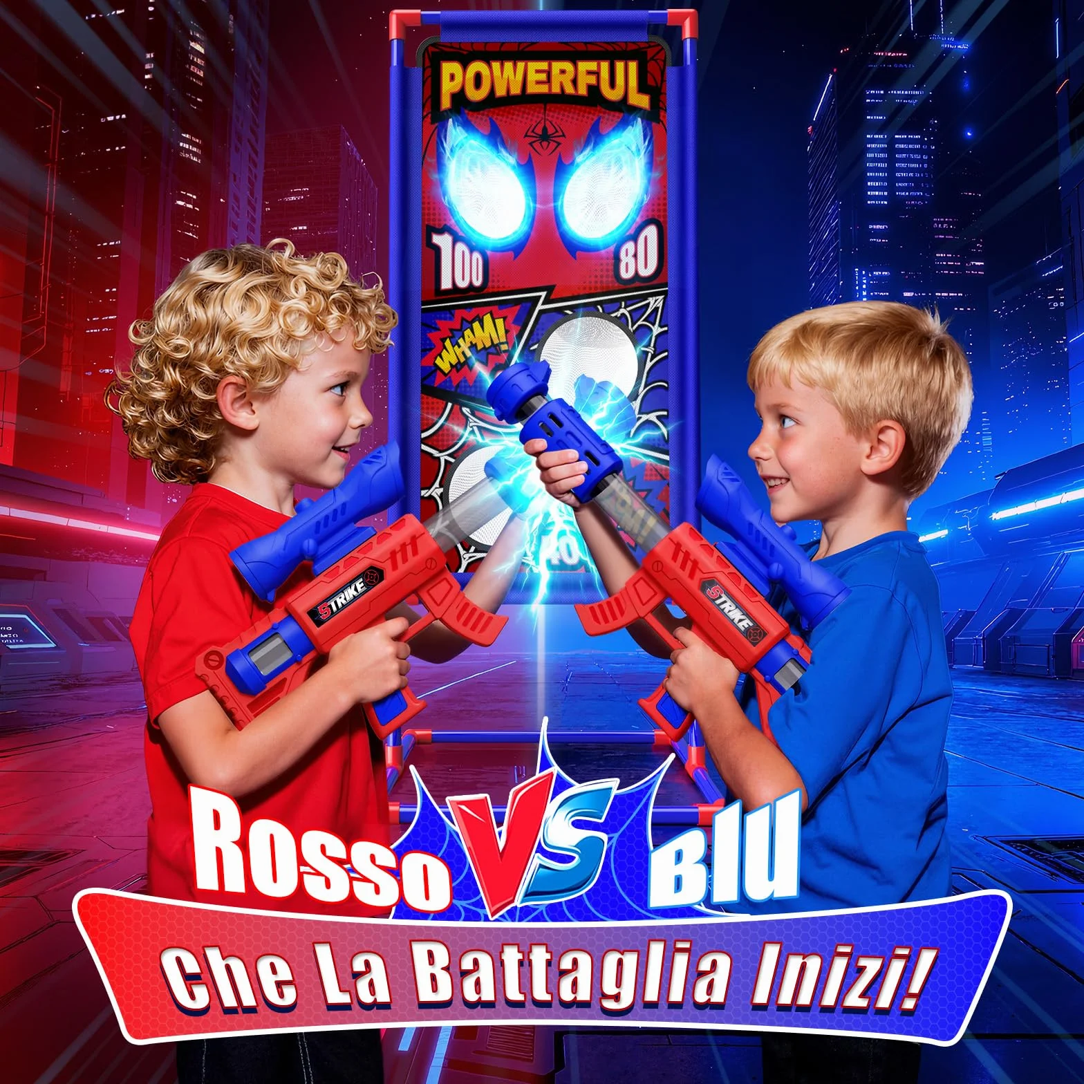 Pistole Air con Mira Bambino 3-10 Anni 2 Pistole 4 Bersagli 24 Palline Schiuma Giochi Esterno Giardino Regalo