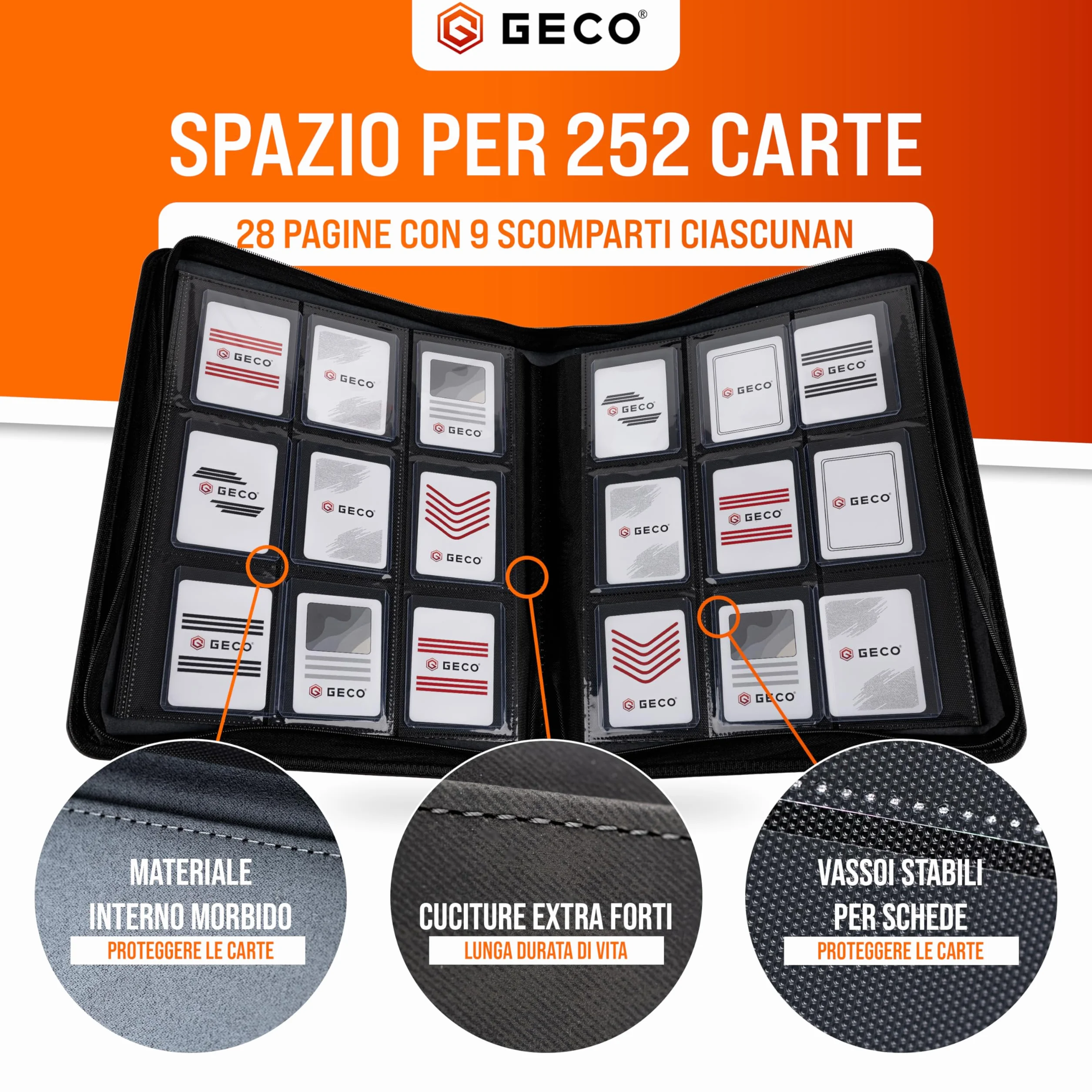 Raccoglitore Toploader - Album Toploader Premium a 9 tasche con 252 scomparti per Toploader standard 3''x4'' - Nero