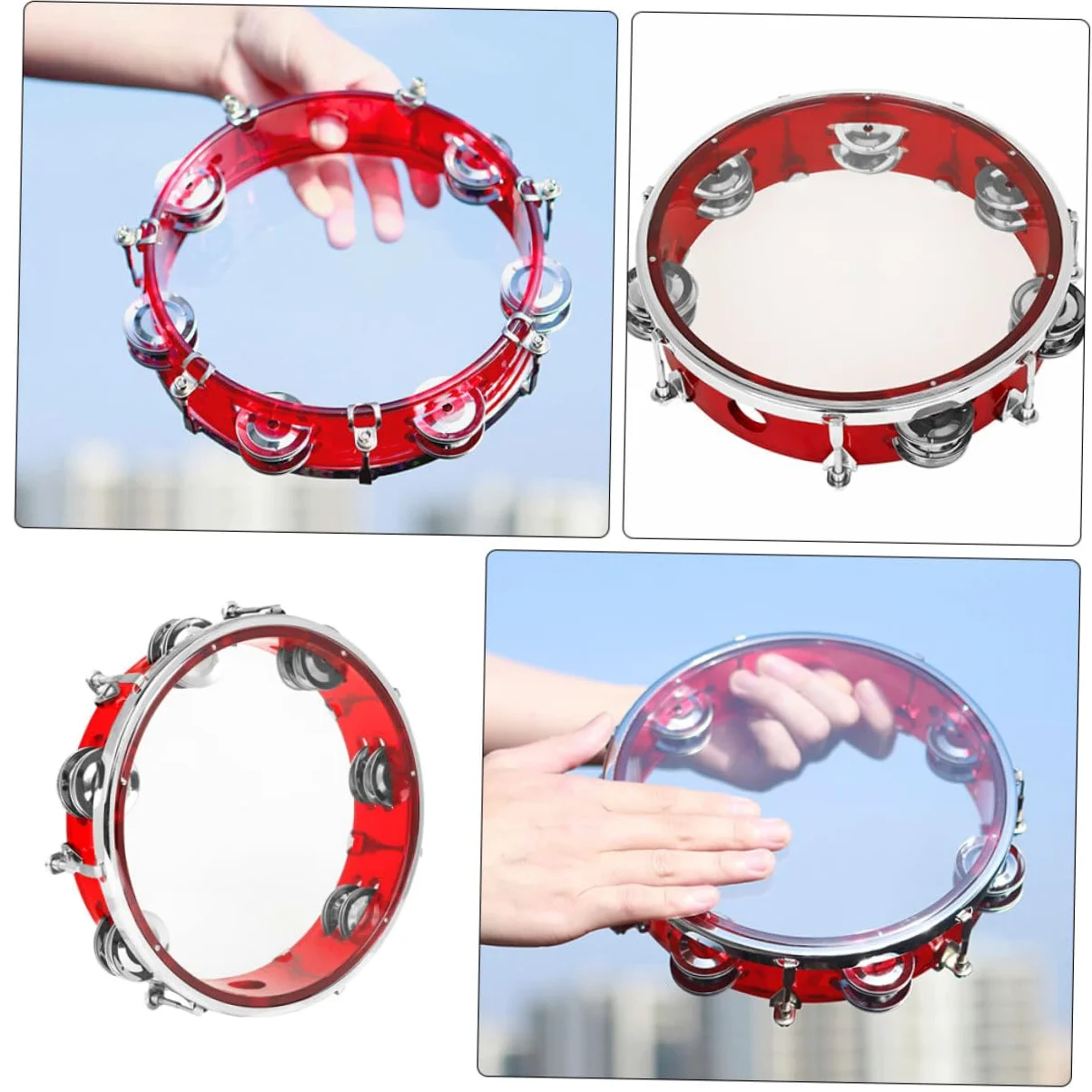 BESTonZON Tamburello Portatile Mano per Ragazzo Ragazza Strumento Musicale Percussione Leggero e Resistente per Feste e Attività Didattiche