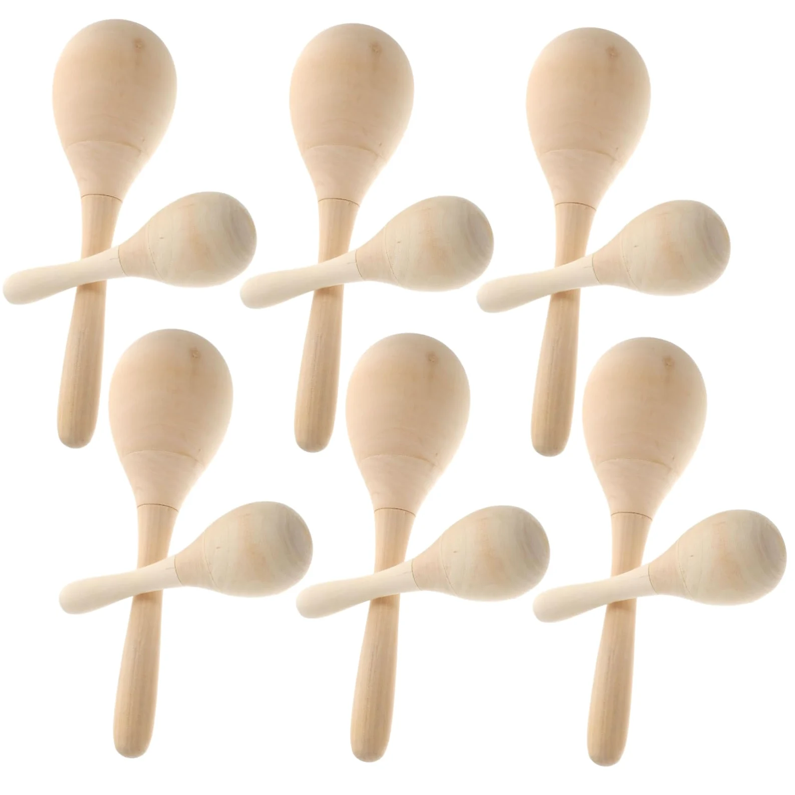 Hohopeti Maracas di Legno per Ragazzo Ragazza, Set 12 Pezzi Vuoti da Colorare Fai da Te, Strumento Musicale Educativo per Sviluppo Coordinazione, Giocattolo per Attività Manuali