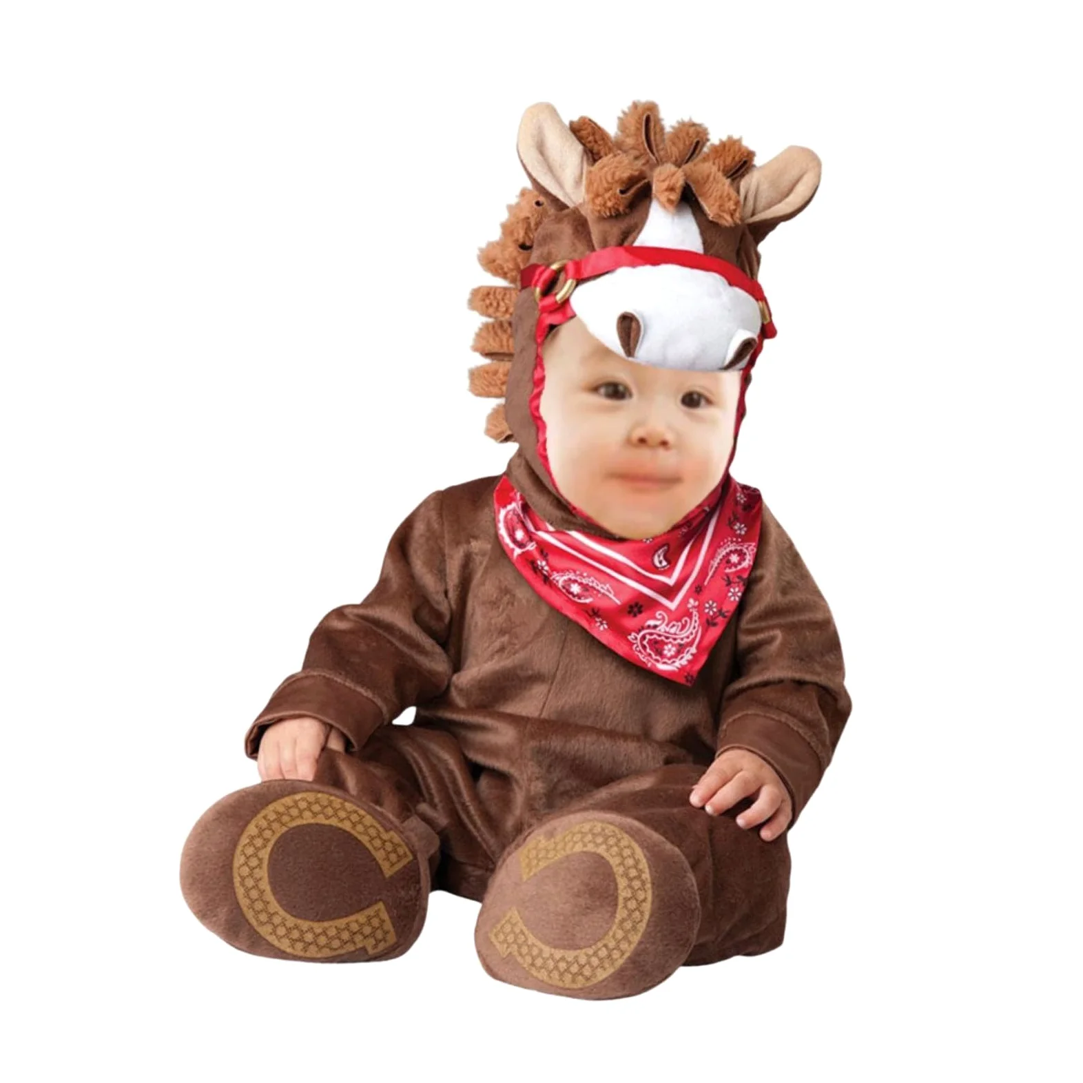 F Fityle Costume da Cucciolo di Animale per Halloween, Travestimento Originale per Feste, Divertente Tuta con Cappuccio per Cosplay e Giochi di Ruolo per, Cavallo Marrone, XL