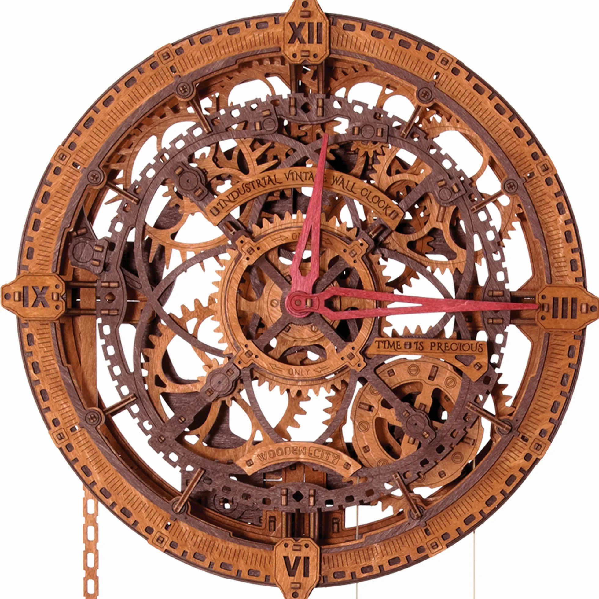 WOODEN.CITY Puzzle 3D per adulti - Orologio da parete industriale vintage - Puzzle in legno - Kit di costruzione di orologi meccanici