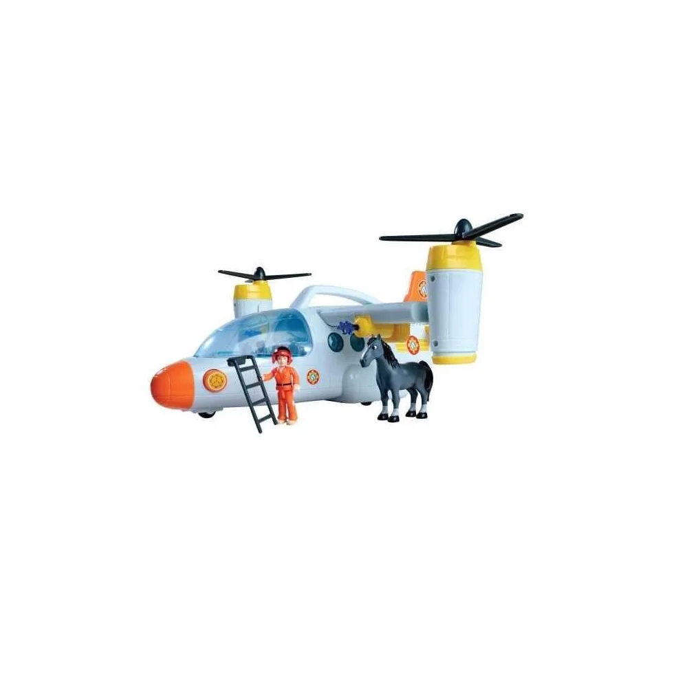 Simba Sam il pompiere aereo di soccorso, 109252615038, +3 anni, cm 42, con funzione lanciatore, con luci e suoni, verricello, portellone